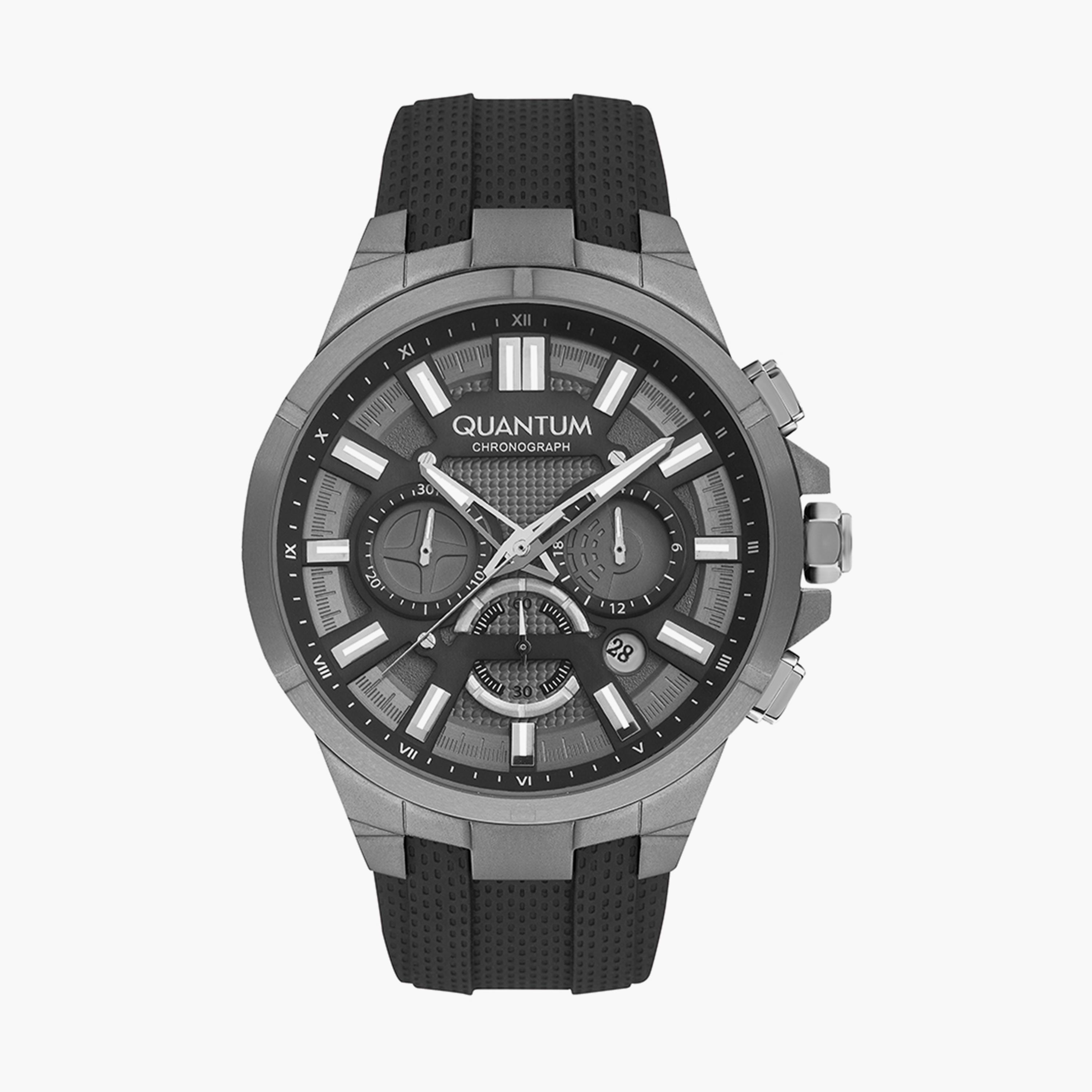 Quantum Men's Black Chronograph Silicone Strap Watch - TTG1003.061-men-watchesandjewellery-watches-image-1