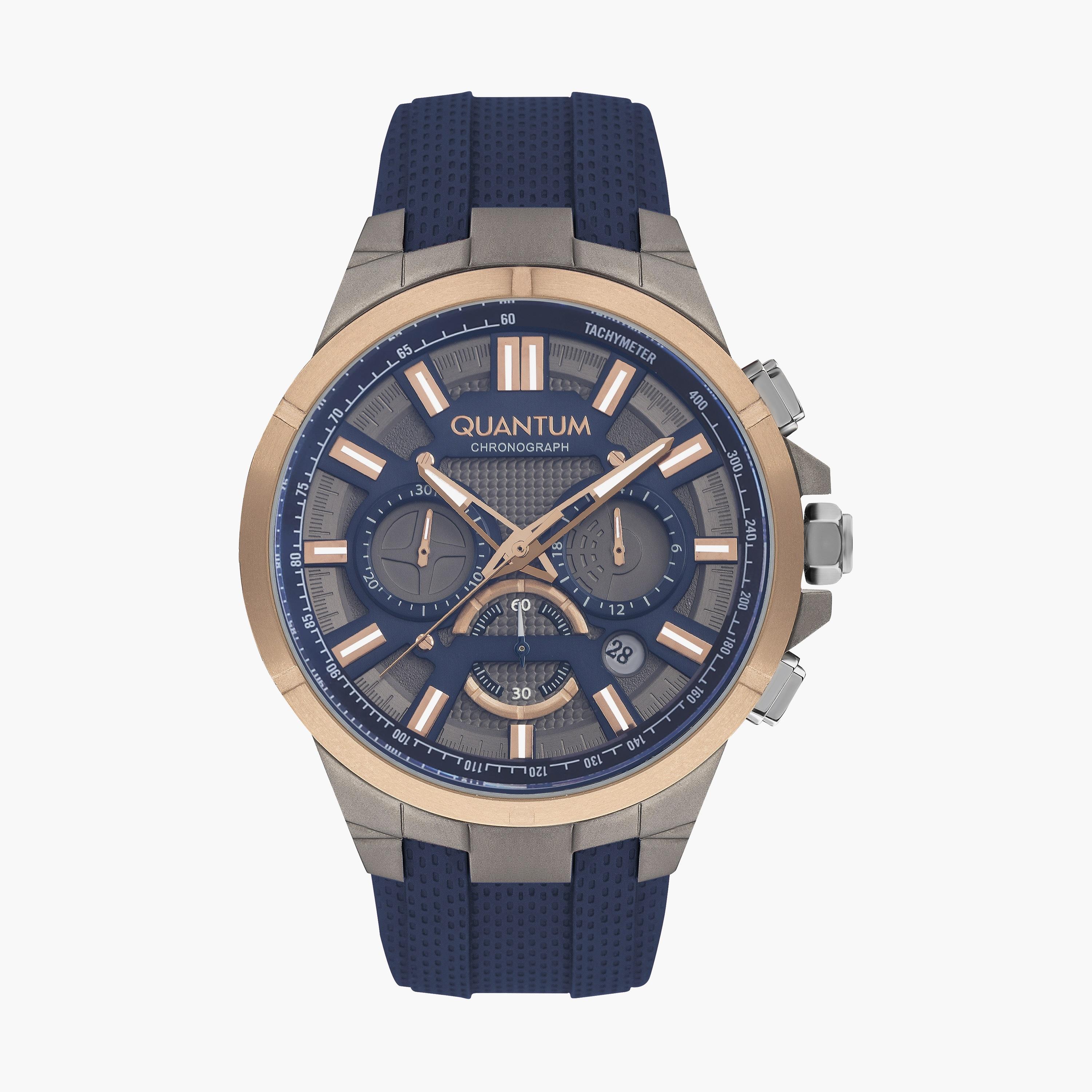 Quantum Men's Blue Chronograph Silicone Strap Watch - TTG1003.069-men-watchesandjewellery-watches-image-1