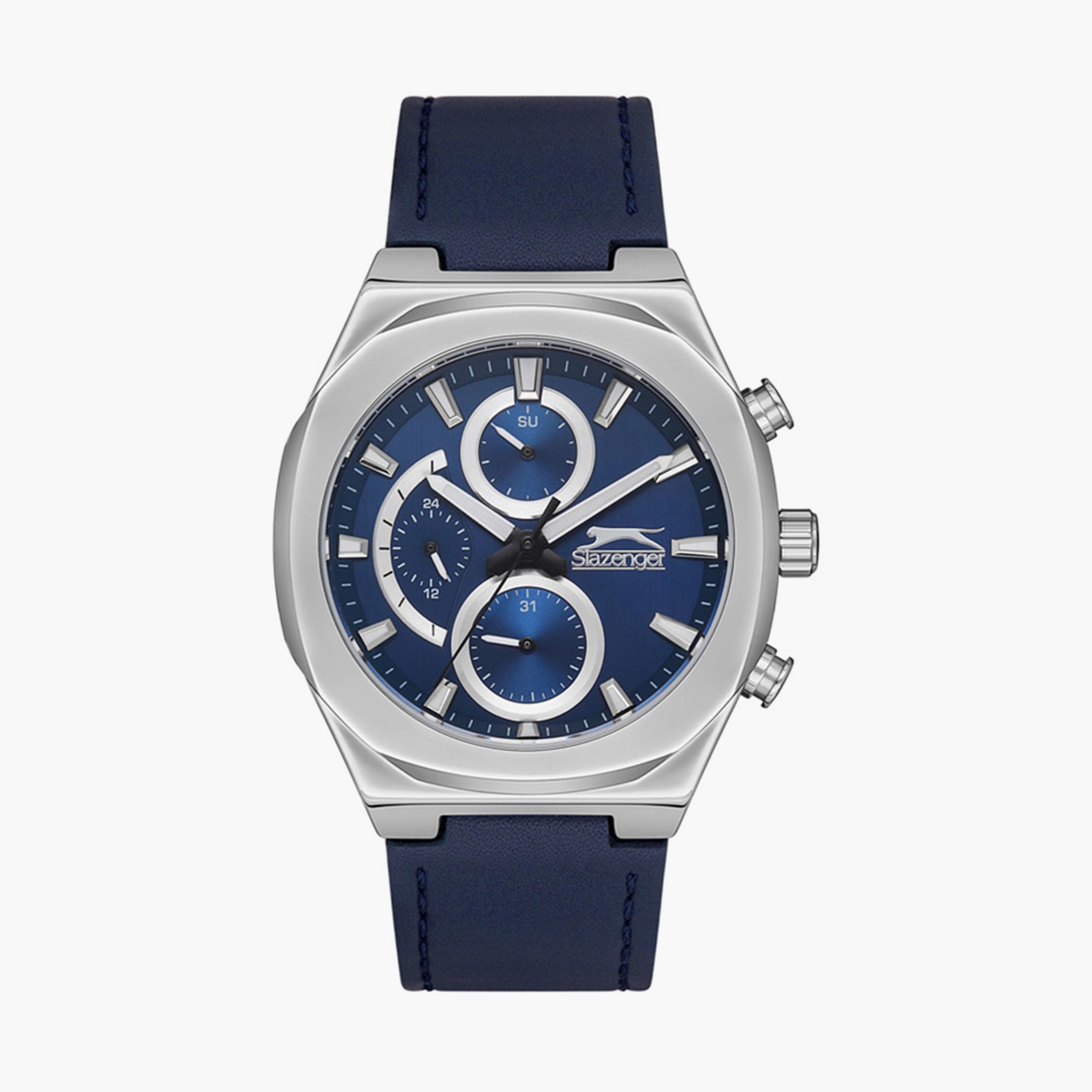 Slazenger Men's Blue Chronograph Leather Strap Watch - SL.9.6504.2.03-men-watchesandjewellery-watches-image-1