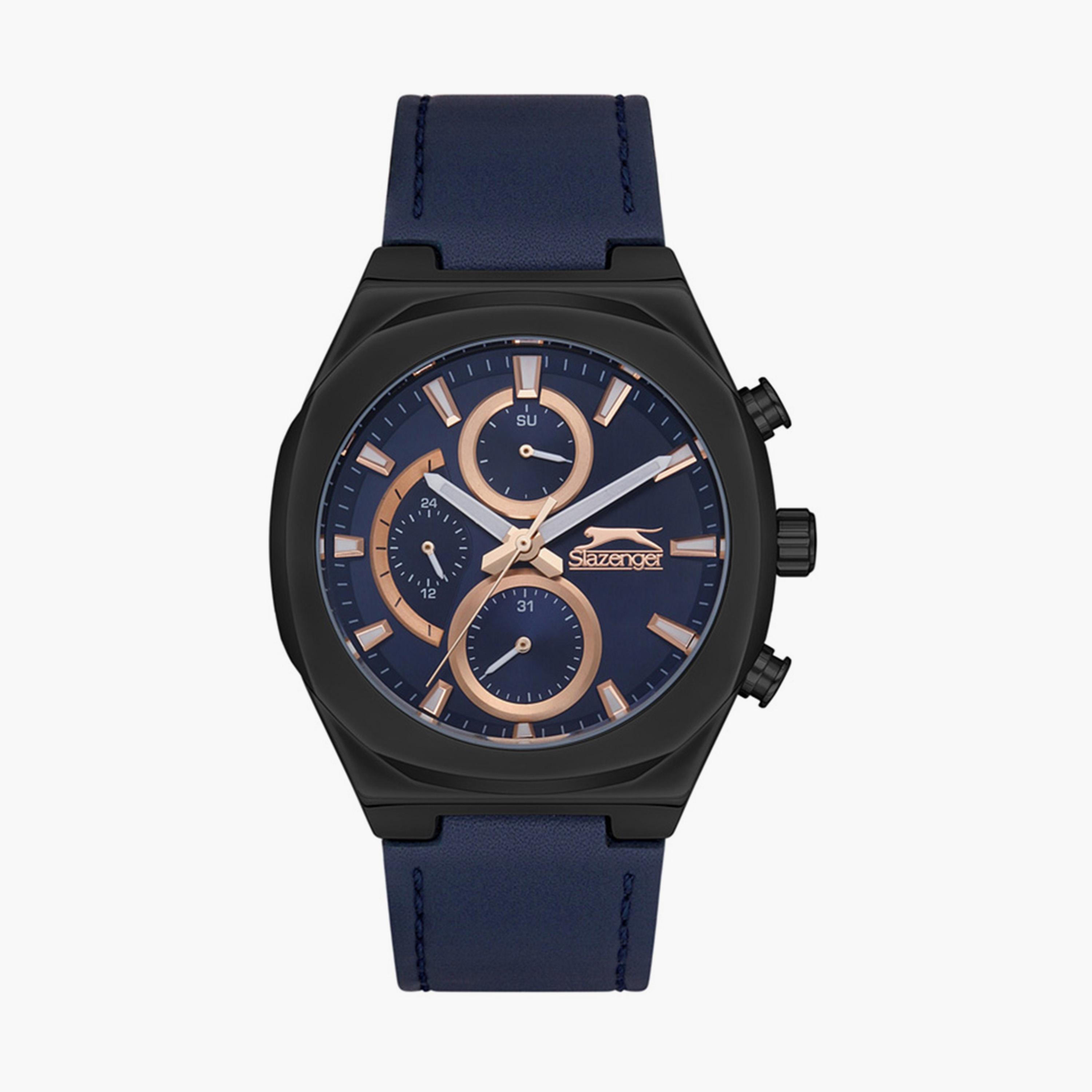 Slazenger Men's Blue Chronograph Leather Strap Watch - SL.9.6504.2.04-men-watchesandjewellery-watches-image-1