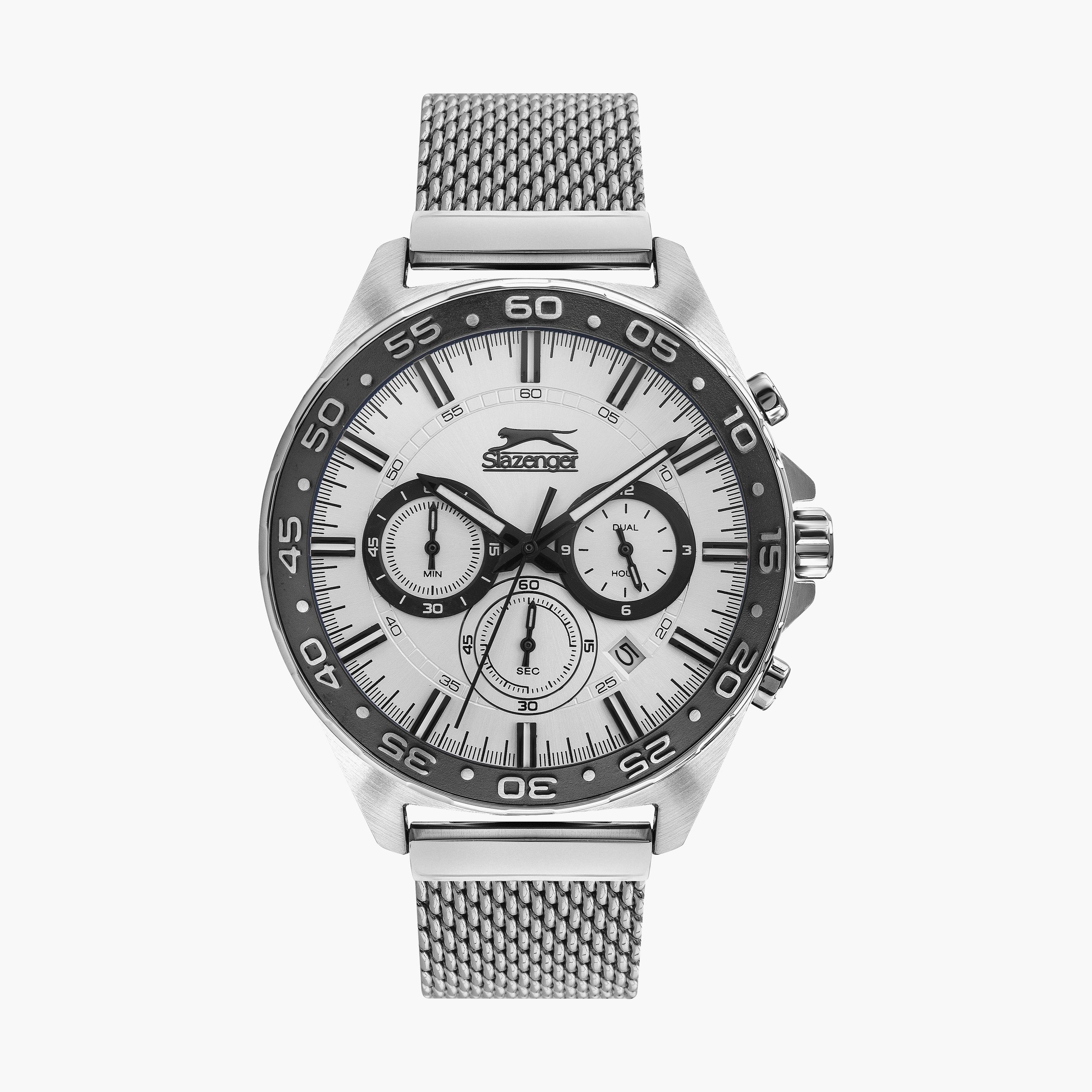  SL.9.6528.2.03 ساعة كرونوغراف بسوار شبكي فضي للرجال من سلازنجر -men-watchesandjewellery-watches-image-1