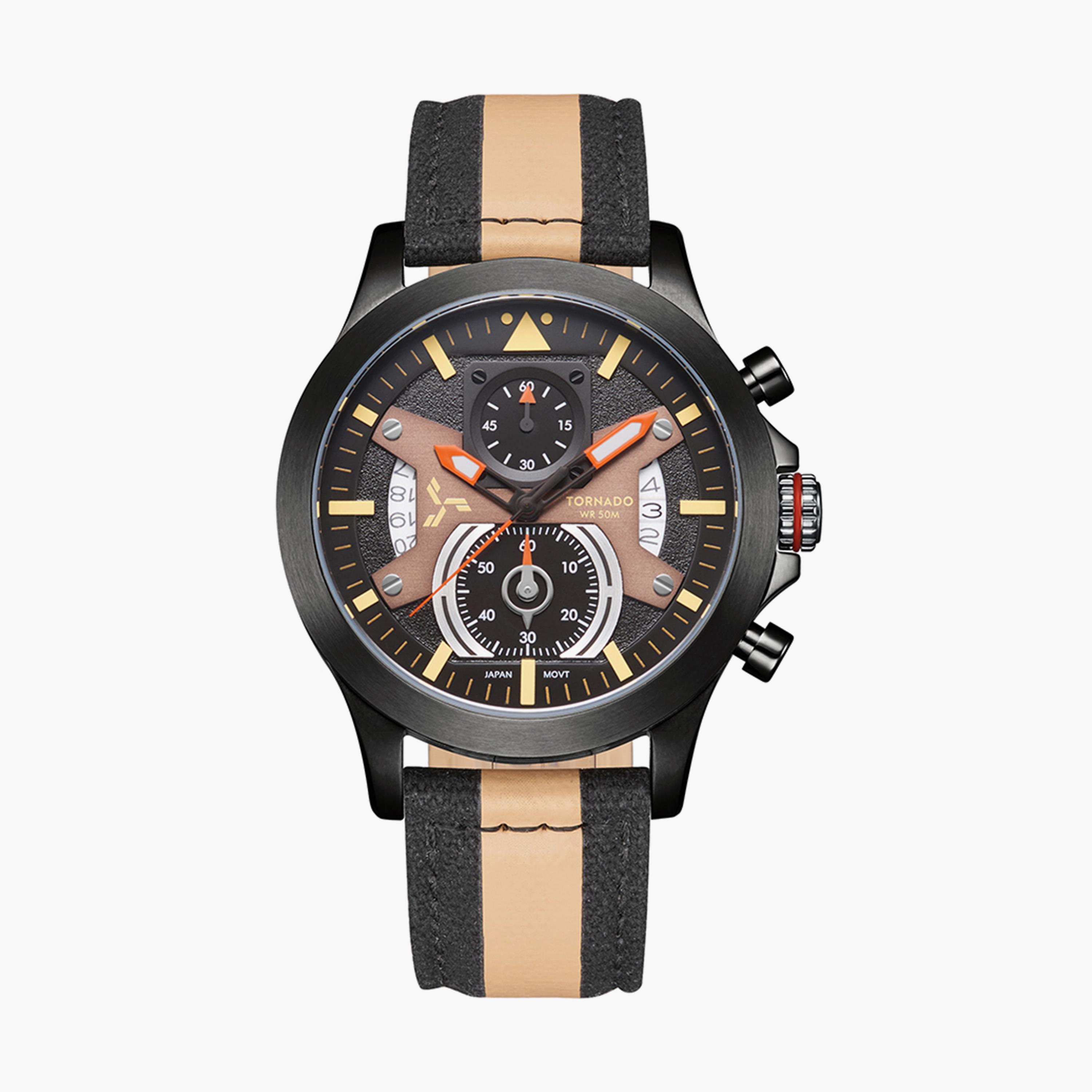  T20101-XNFB ساعة تورنادو ذو كرونوغراف بسوار قماشي أسود للرجال -men-watchesandjewellery-watches-image-1