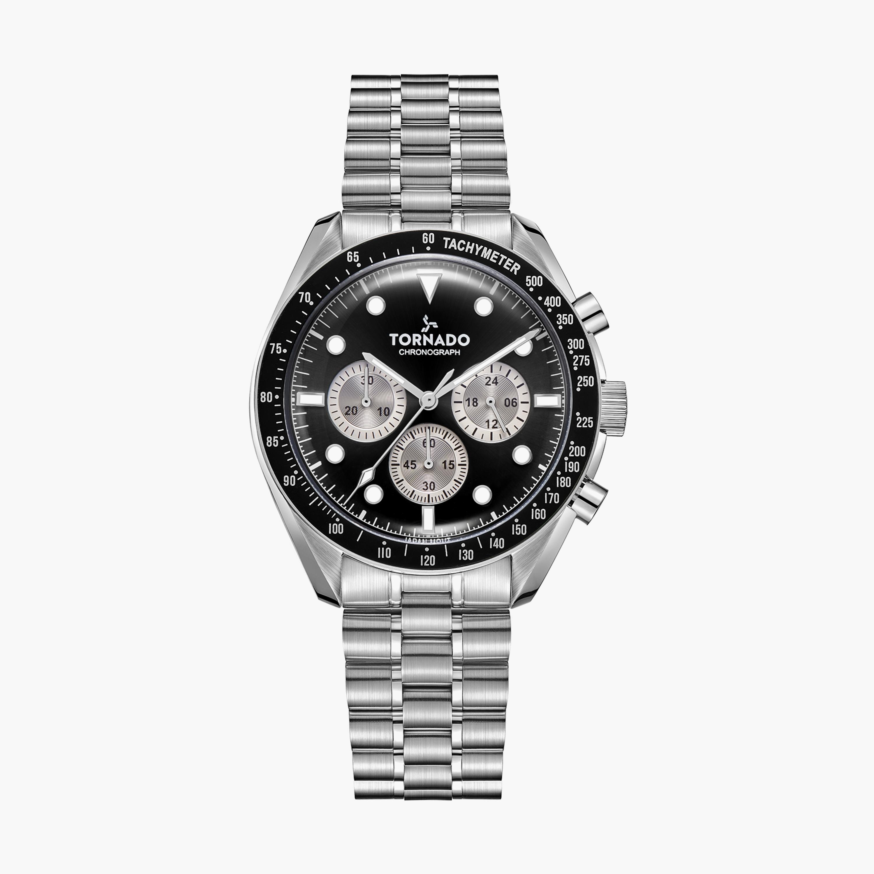 Tornado Men's Silver Chronograph Stainless Steel Strap Watch - T22103-SBSB-men-watchesandjewellery-watches-image-1