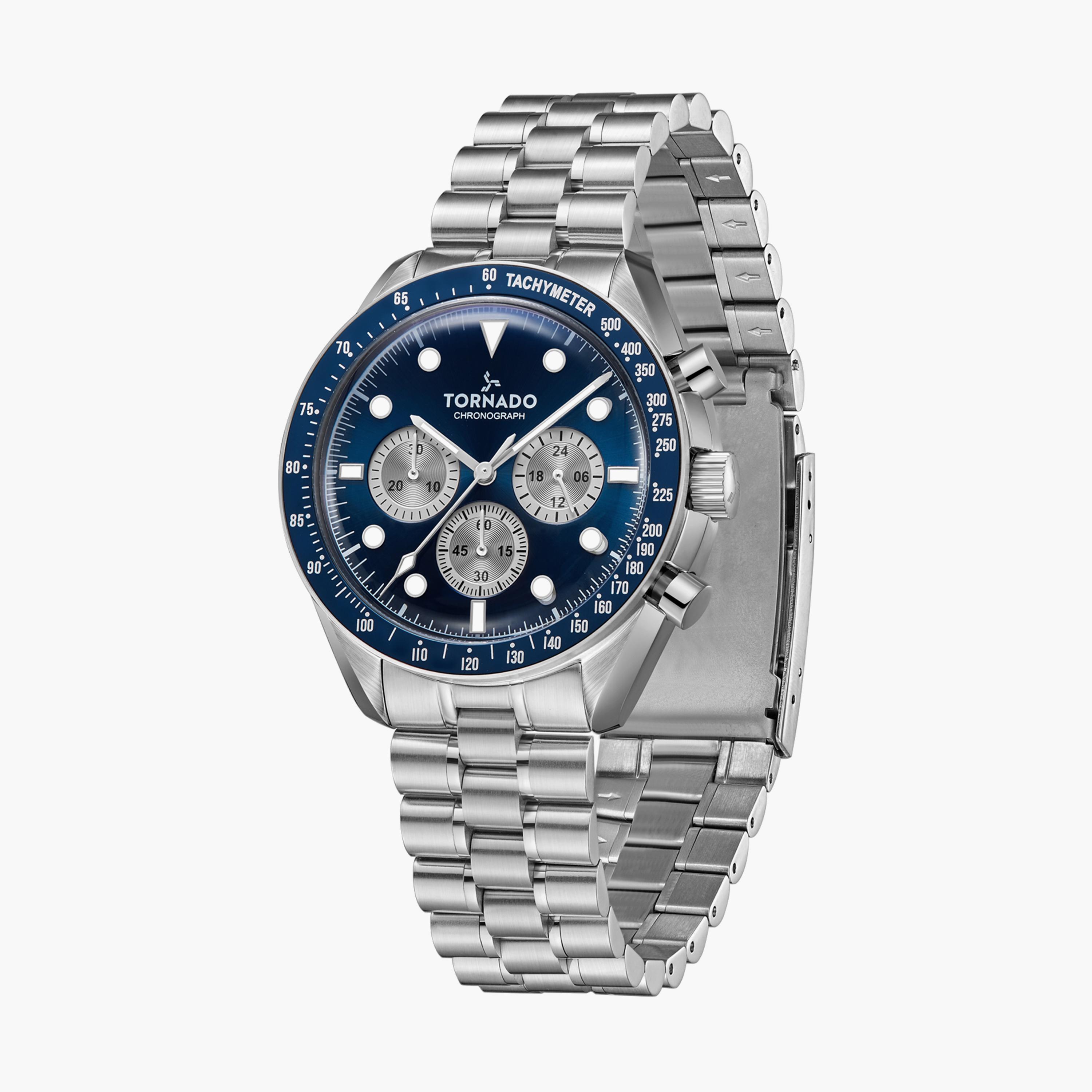  T22103-SBSN ساعة كرونوغراف فضية بسوار ستانلس ستيل من تورنادو للرجال -men-watchesandjewellery-watches-image-2