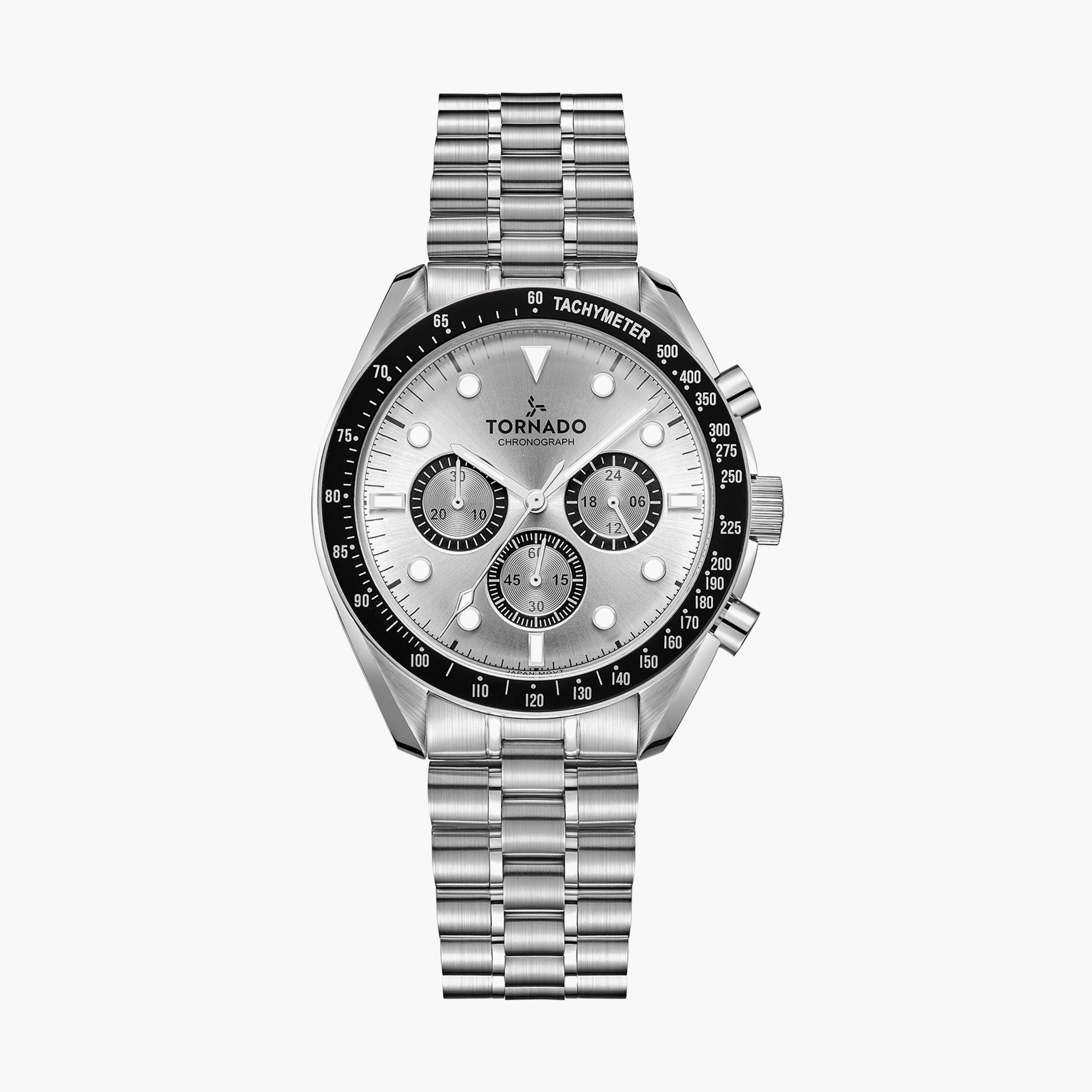  T22103-SBSW ساعة كرونوغراف فضية بسوار ستانلس ستيل من تورنادو للرجال -men-watchesandjewellery-watches-image-1