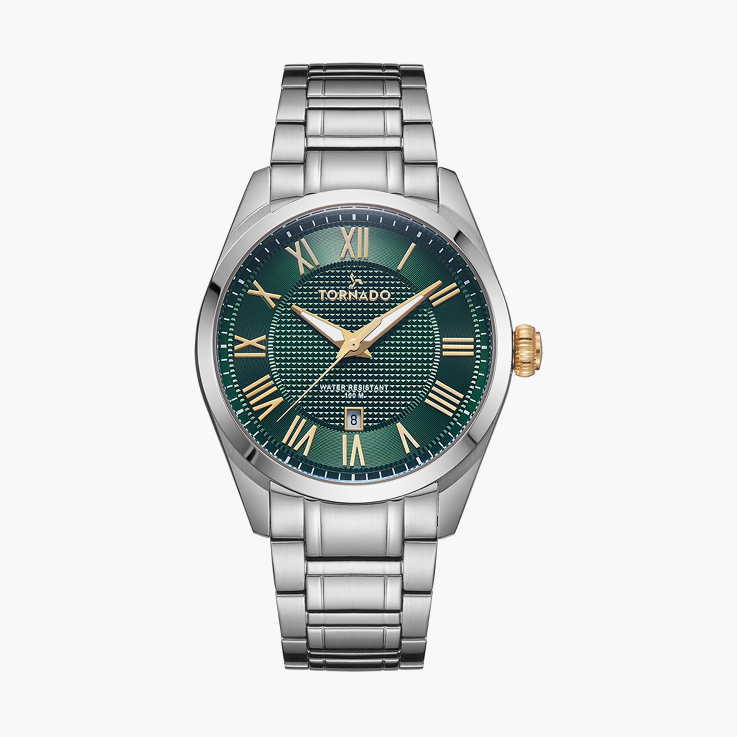 Tornado Men's Silver Analog Stainless Steel Strap Watch - T8007-SBSHG-men-watchesandjewellery-watches-image-1