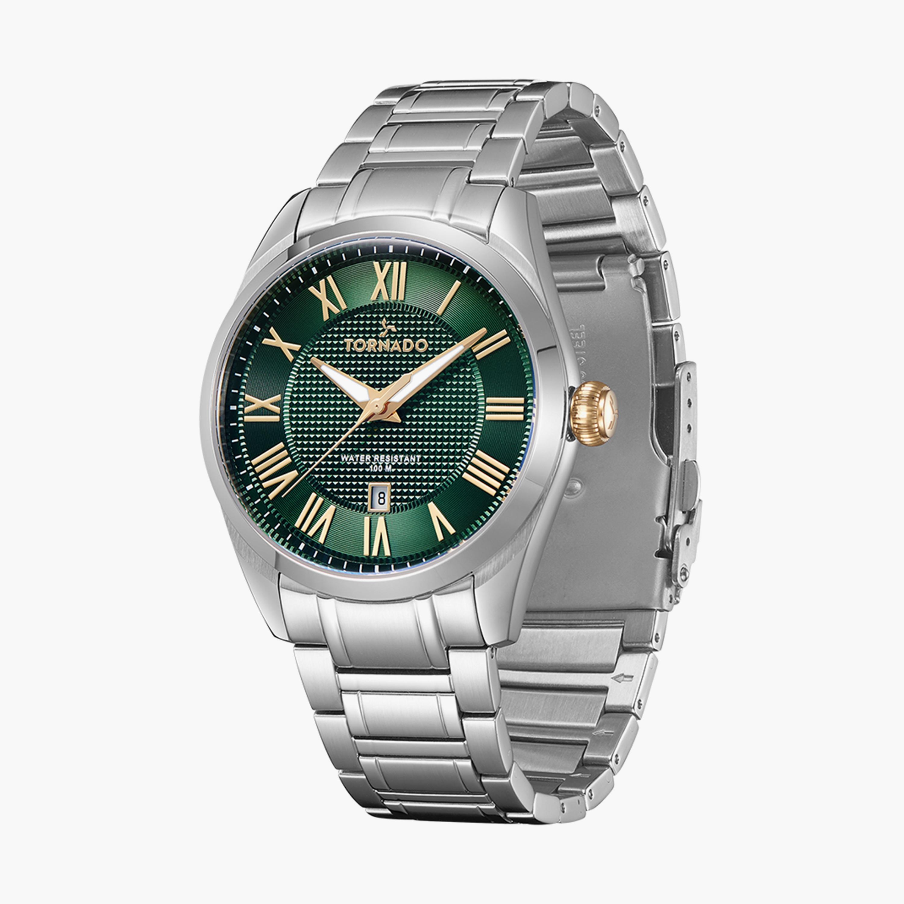 Tornado Men's Silver Analog Stainless Steel Strap Watch - T8007-SBSHG-men-watchesandjewellery-watches-image-2