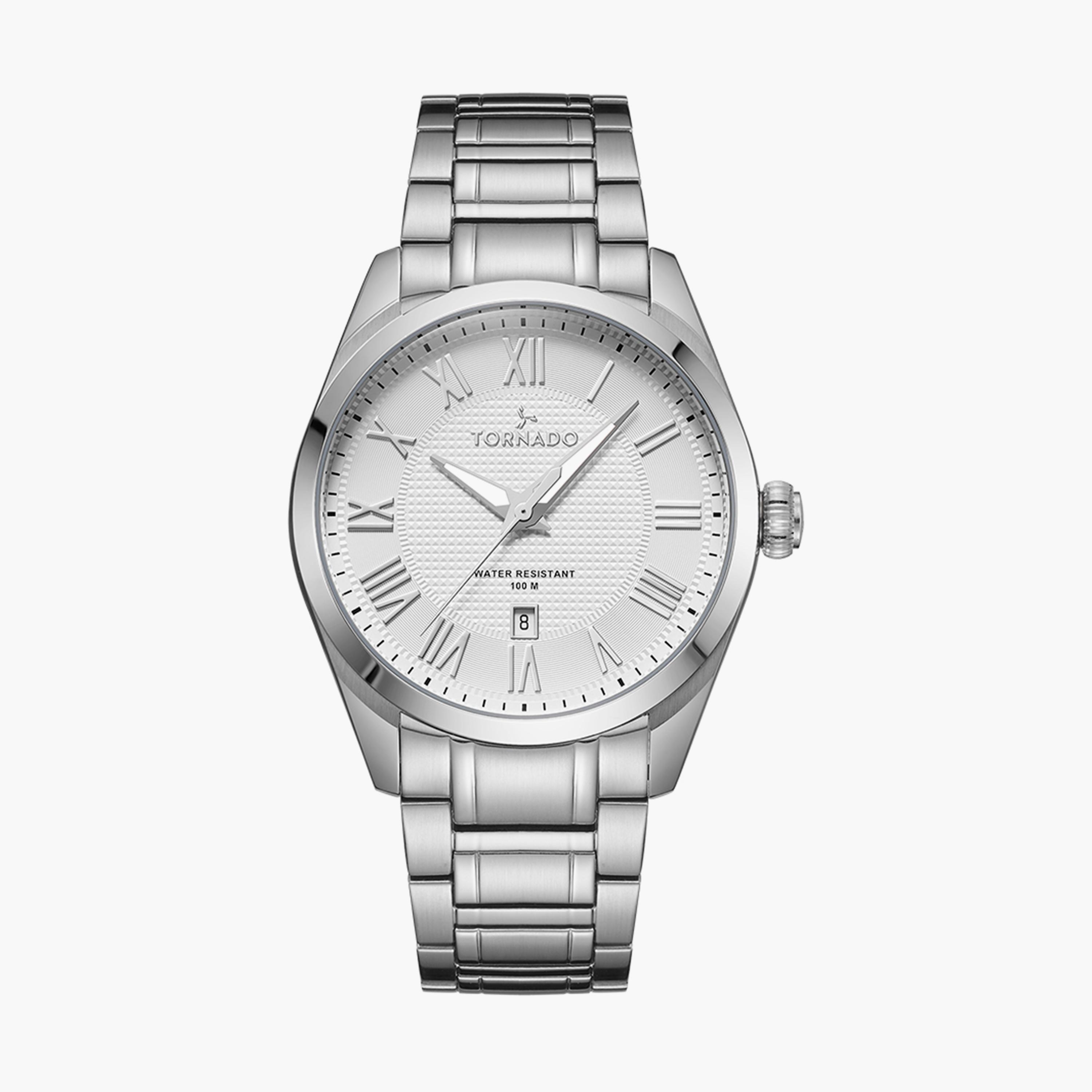 Tornado Men's Silver Analog Stainless Steel Strap Watch - T8007-SBSW-men-watchesandjewellery-watches-image-1