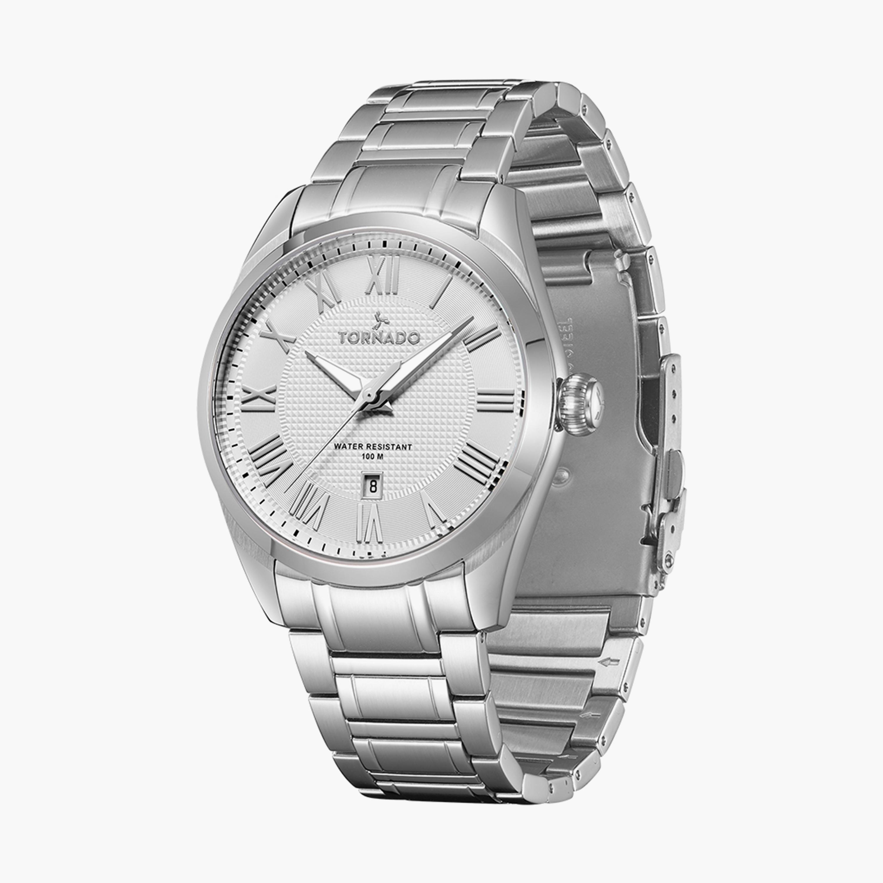 Tornado Men's Silver Analog Stainless Steel Strap Watch - T8007-SBSW-men-watchesandjewellery-watches-image-2