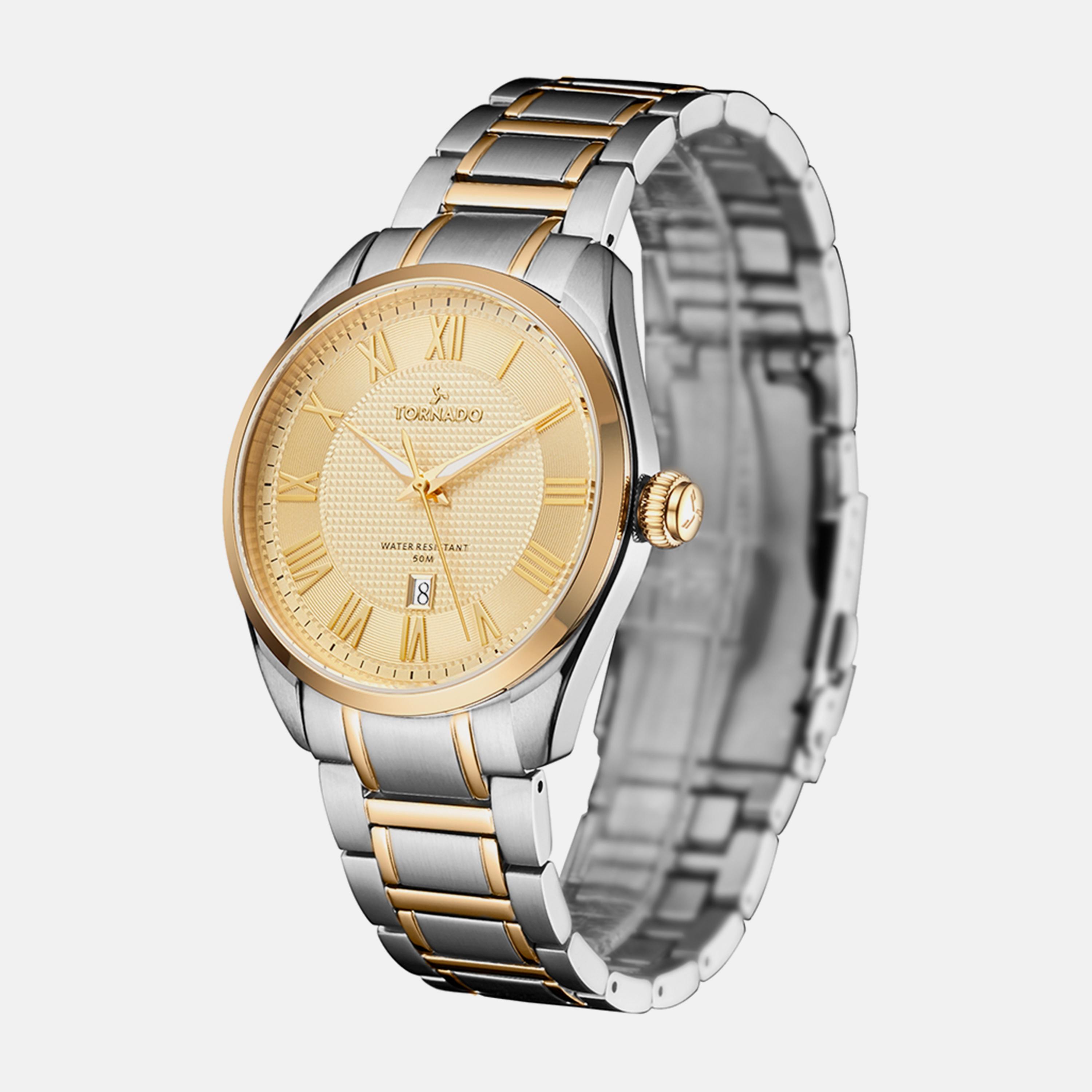  T8007-TBTC ساعة أنالوج فضية وذهبية بسوار ستانلس ستيل من تورنادو للرجال -men-watchesandjewellery-watches-image-2