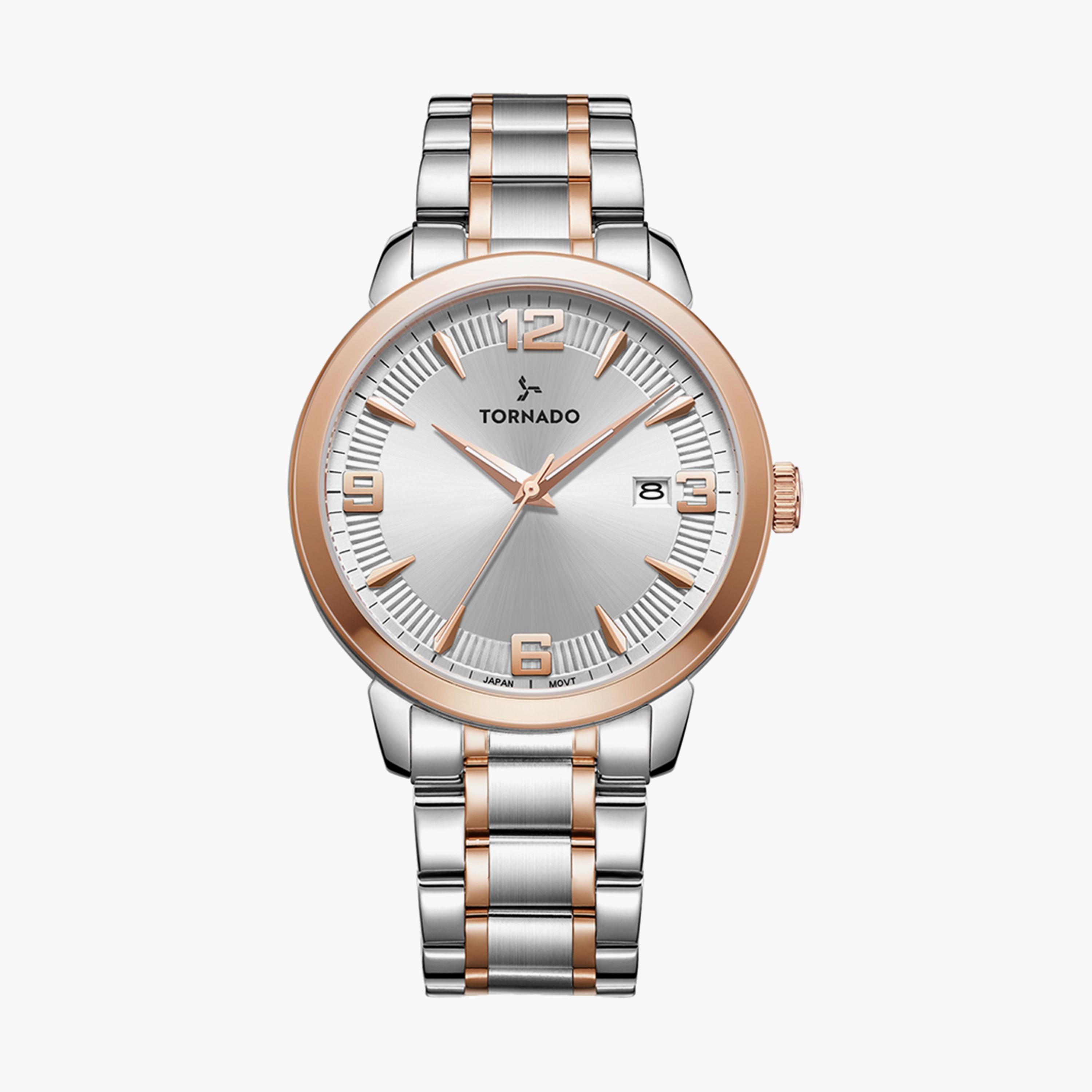  T9006B-KBKW ساعة أنالوج فضية وذهبية وردية بسوار ستانلس ستيل من تورنادو للرجال -men-watchesandjewellery-watches-image-1
