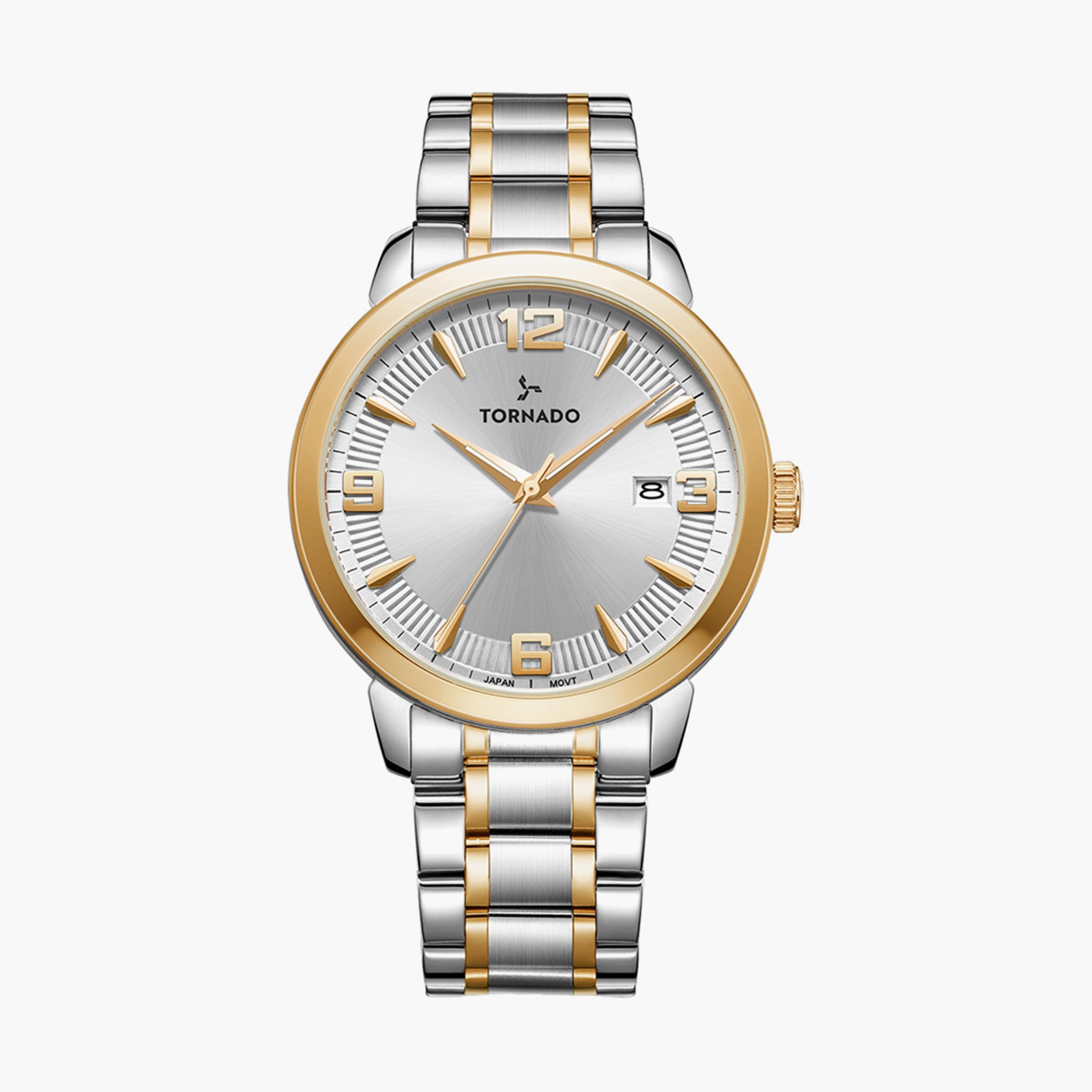  T9006B-TBTW ساعة أنالوج فضية وذهبية بسوار ستانلس ستيل من تورنادو للرجال -men-watchesandjewellery-watches-image-1