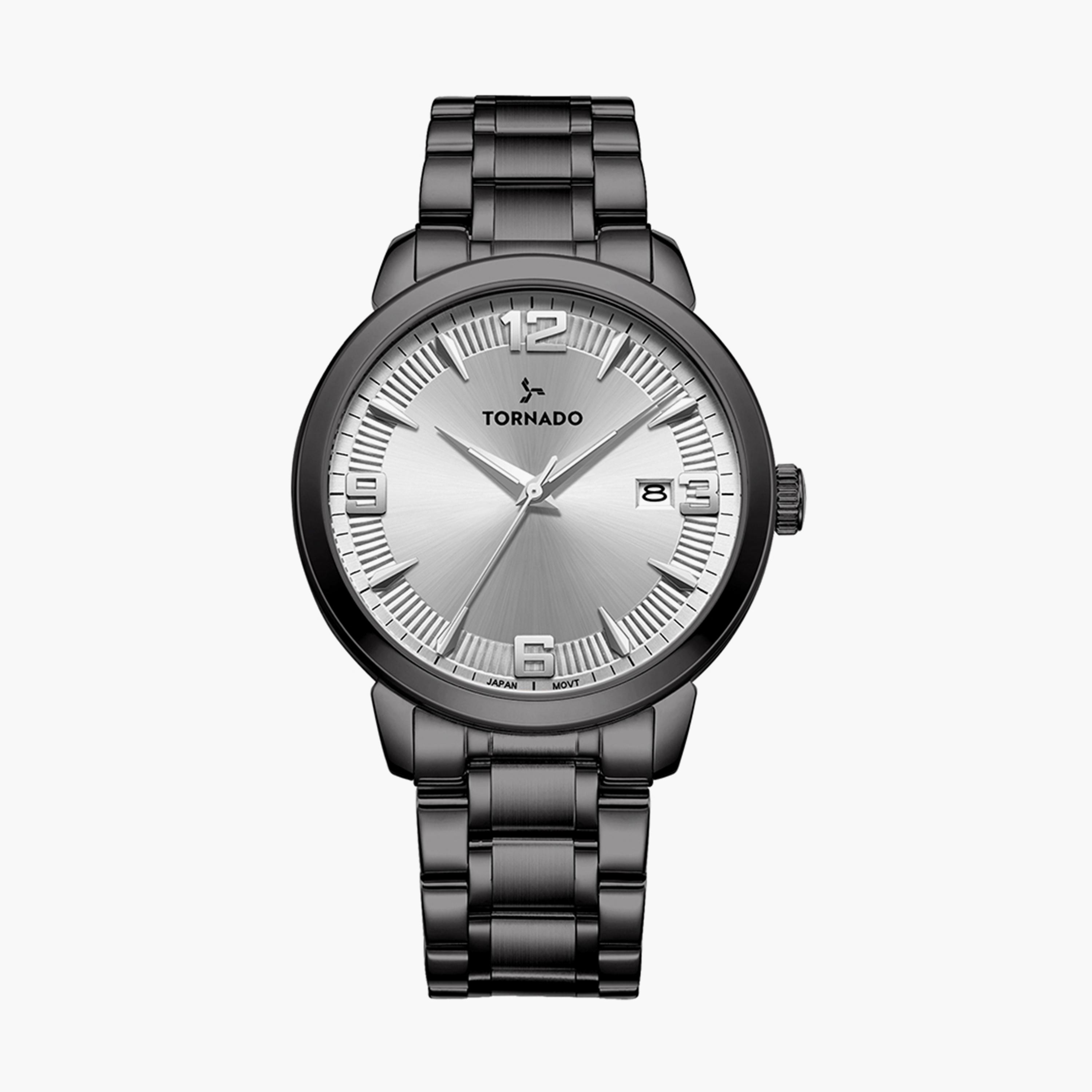 ساعة يد تناظرية فضية وذهبية بسوار ستانلس ستيل للرجال من أوماكس - 00NSC001N004-men-watchesandjewellery-watches-image-1