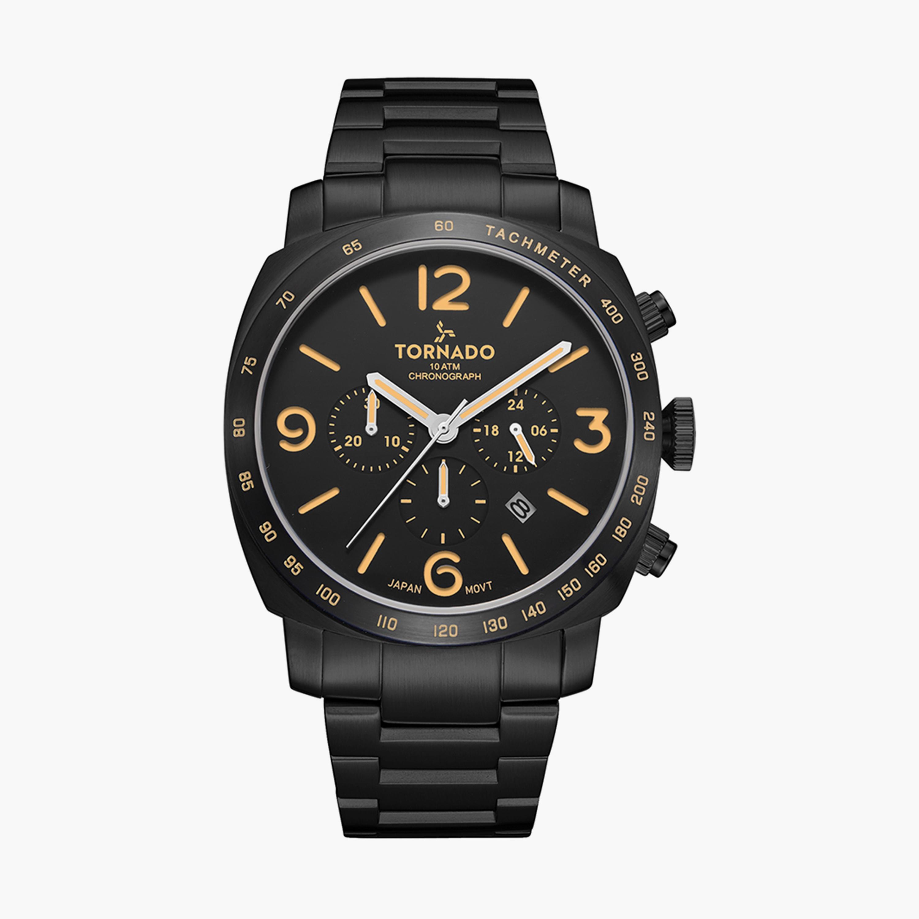  T9102B-BBBB ساعة كرونوغراف سوداء بسوار ستانلس ستيل من تورنادو للرجال -men-watchesandjewellery-watches-image-1