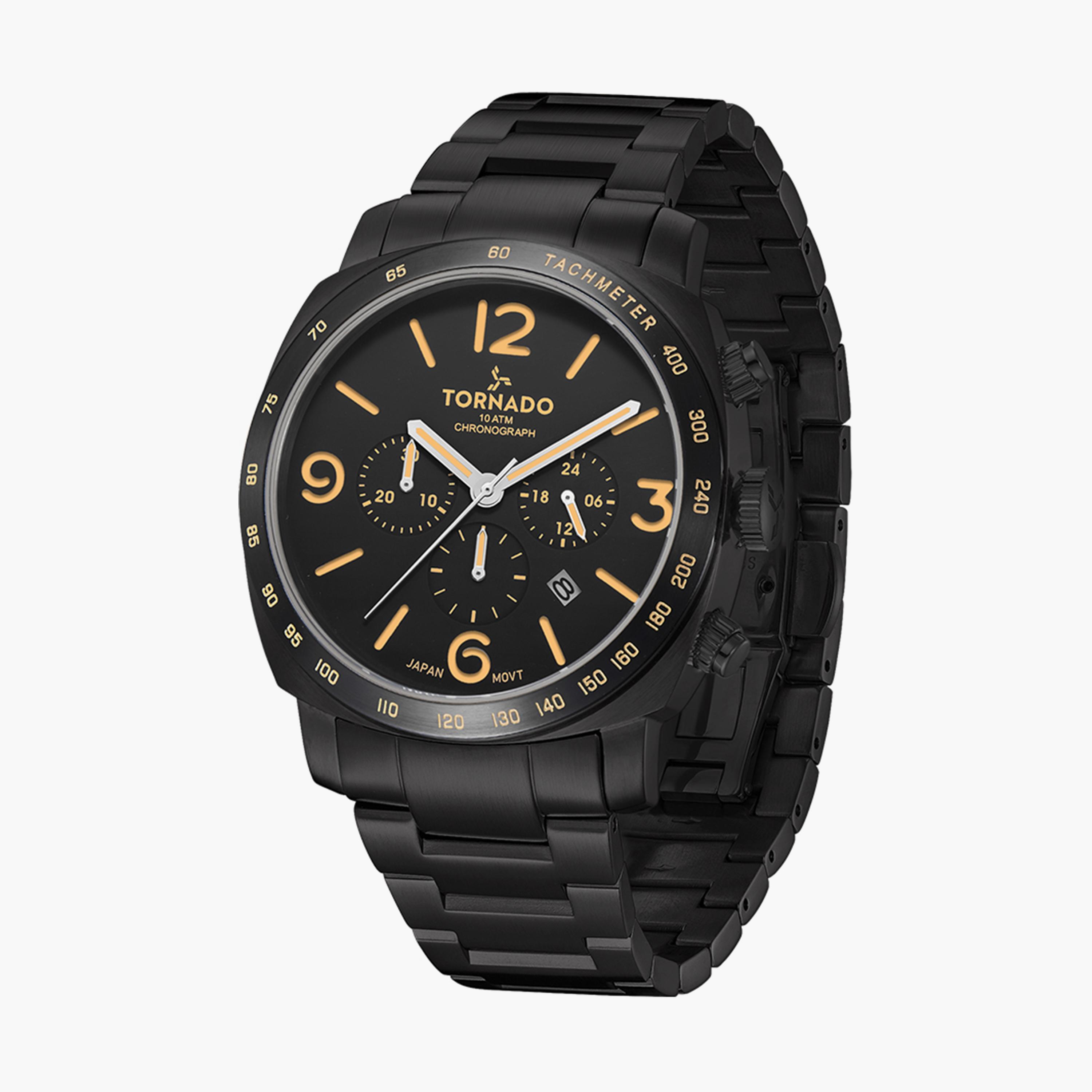  T9102B-BBBB ساعة كرونوغراف سوداء بسوار ستانلس ستيل من تورنادو للرجال -men-watchesandjewellery-watches-image-2