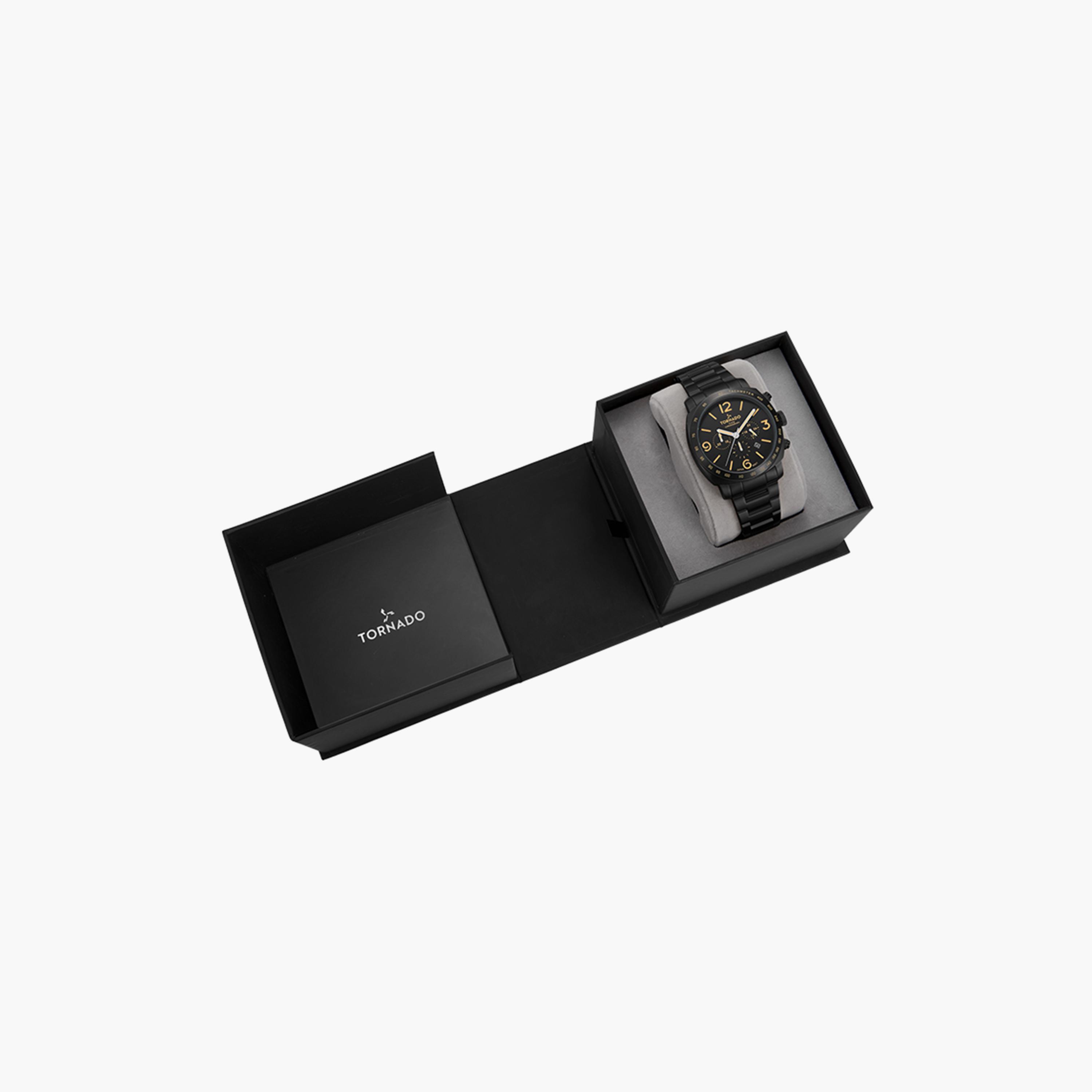  T9102B-BBBB ساعة كرونوغراف سوداء بسوار ستانلس ستيل من تورنادو للرجال -men-watchesandjewellery-watches-image-4