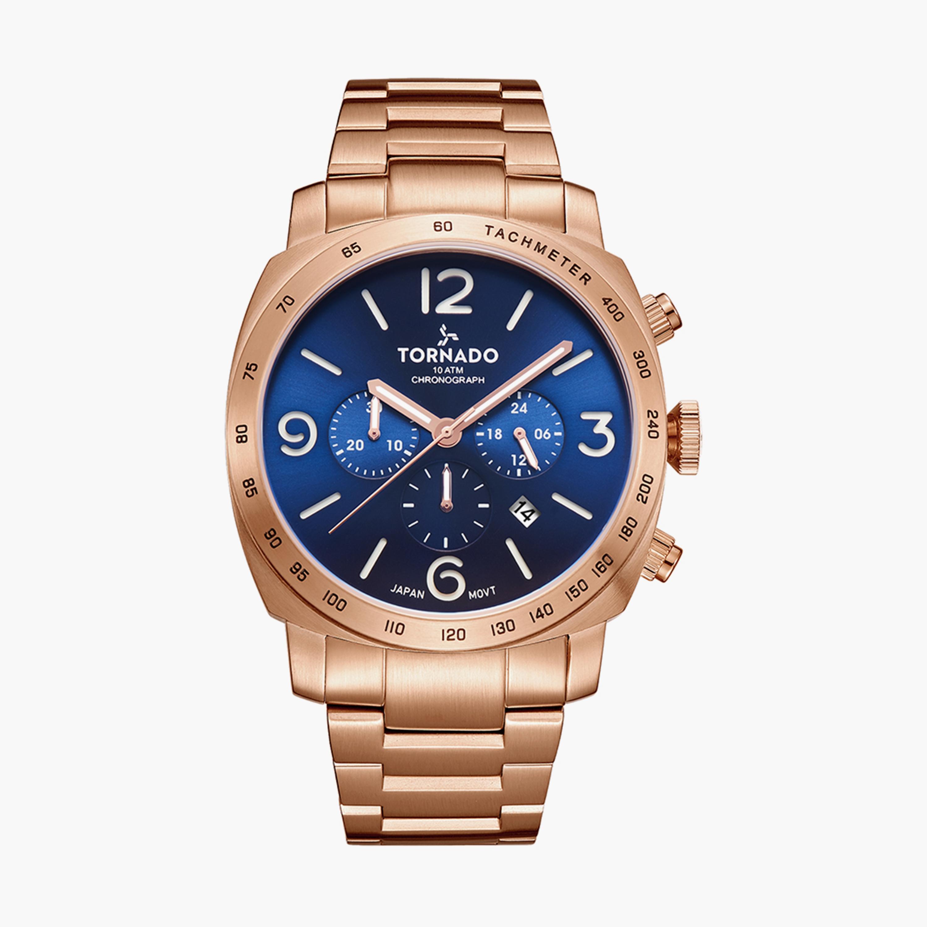 T9102B-RBKN ساعة كرونوغراف ذهبية وردية بسوار ستانلس ستيل من تورنادو للرجال -men-watchesandjewellery-watches-image-1