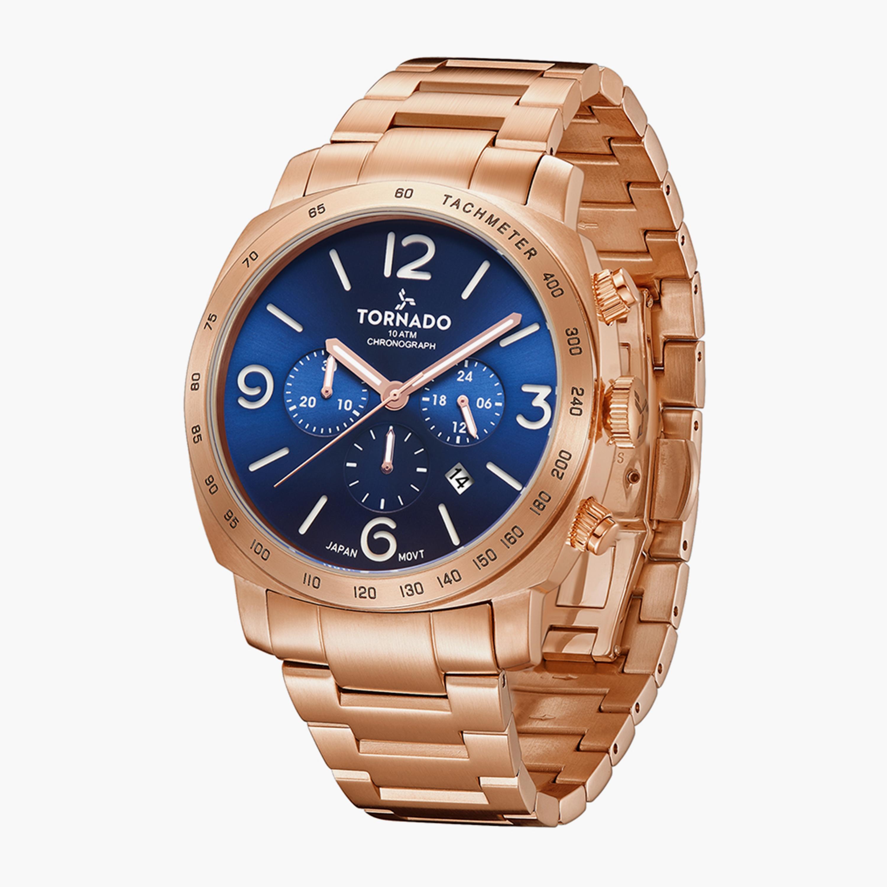 T9102B-RBKN ساعة كرونوغراف ذهبية وردية بسوار ستانلس ستيل من تورنادو للرجال -men-watchesandjewellery-watches-image-2