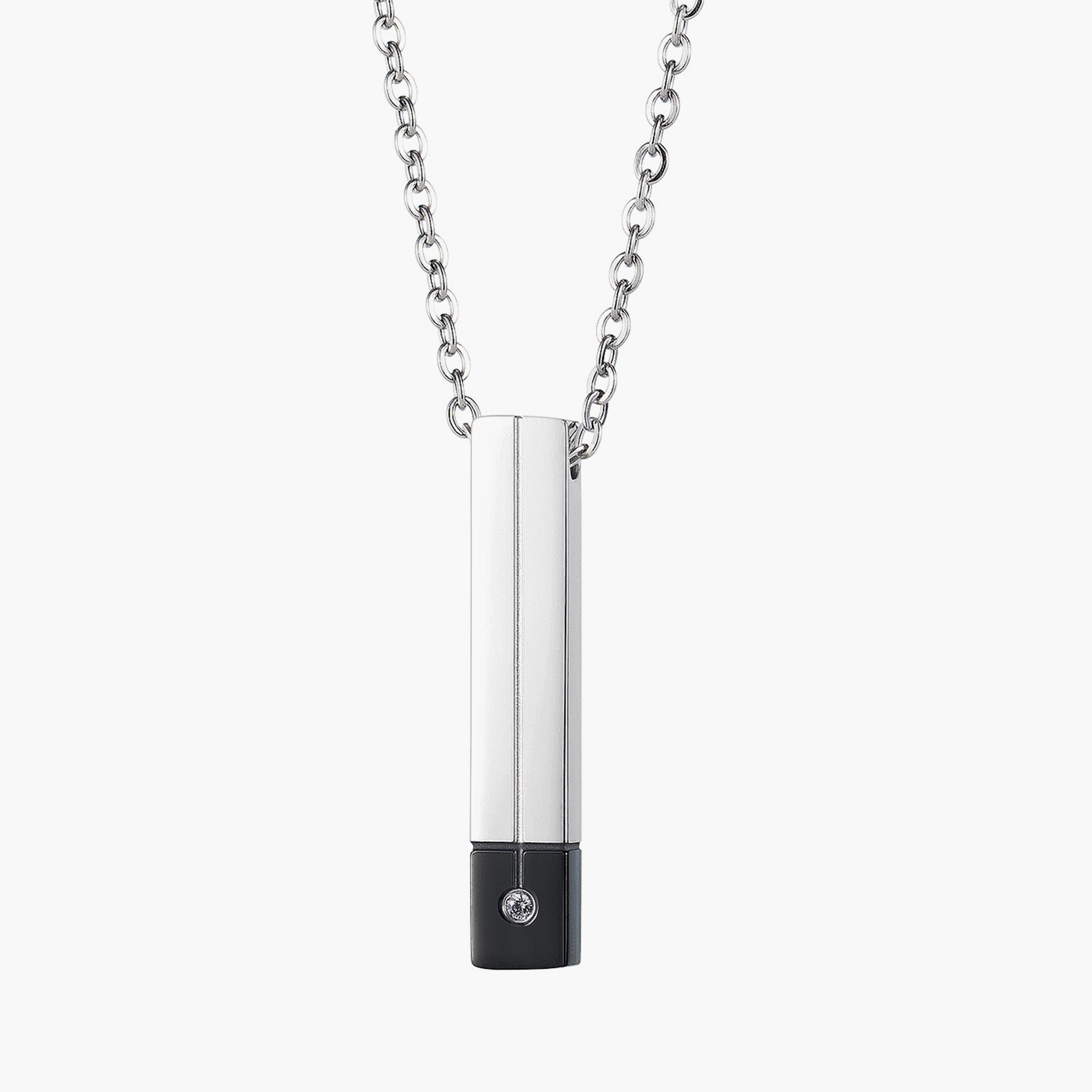  LC.N.01322.350 قلادة لي كوبر للرجال من ستانلس ستيل بلون فضي و اسود -men-watchesandjewellery-necklacesandpendants-image-1