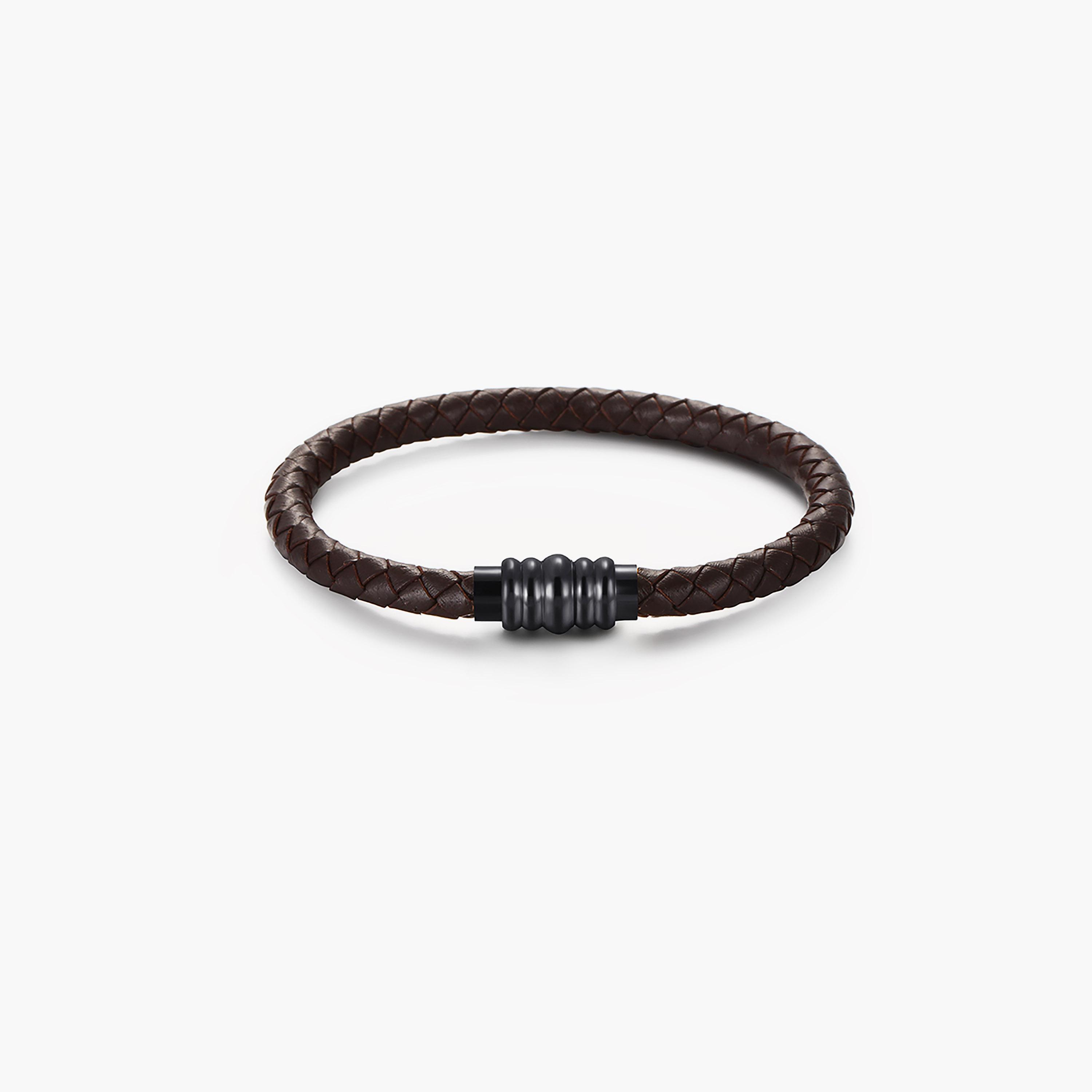  LC.B.01340.650 سوار ذو مضفر بني من ستانلس ستيل للرجال من لي كوبر -men-watchesandjewellery-bracelets-image-1