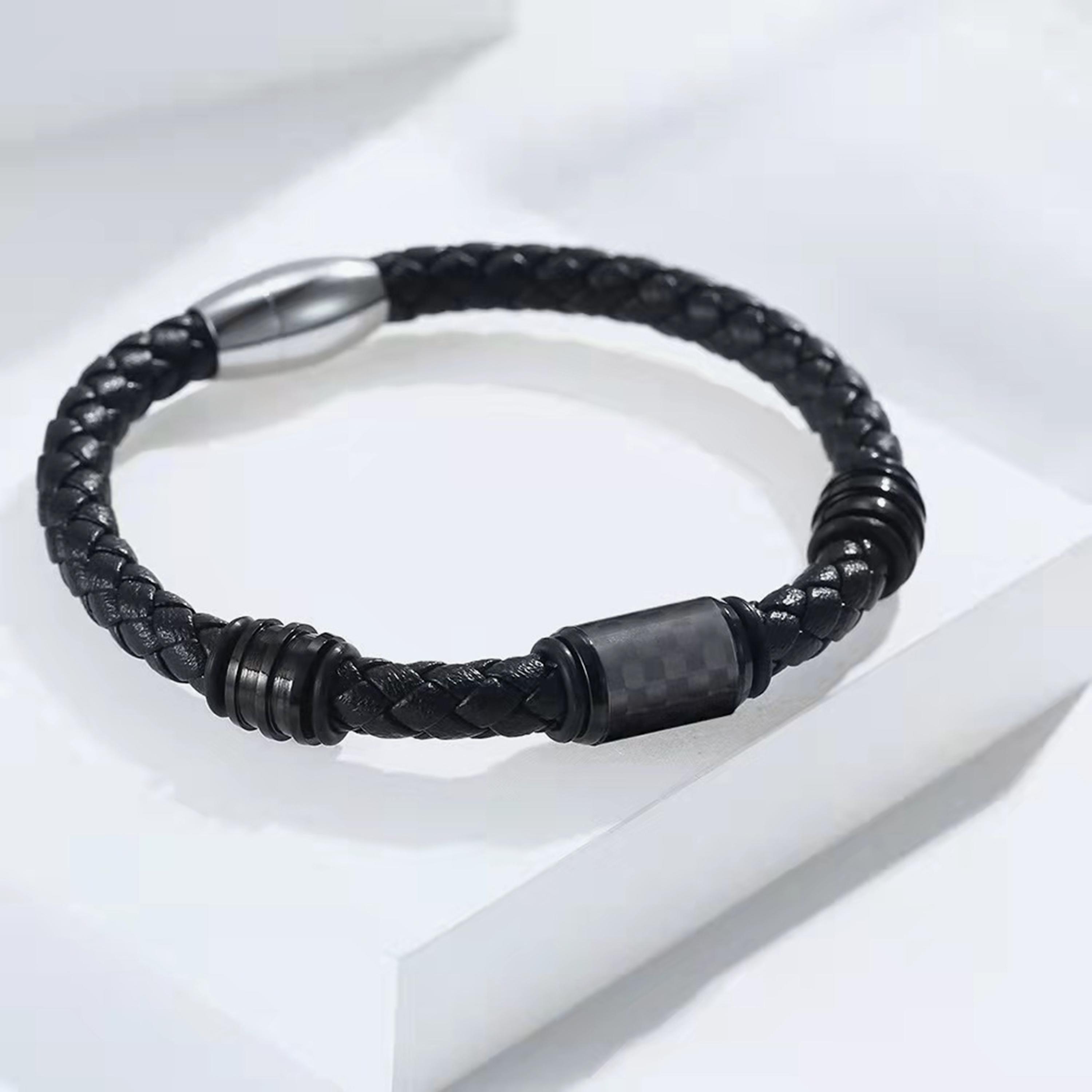  LC.B.01341.650 سوار ذو مضفر اسود من ستانلس ستيل للرجال من لي كوبر -men-watchesandjewellery-bracelets-image-2