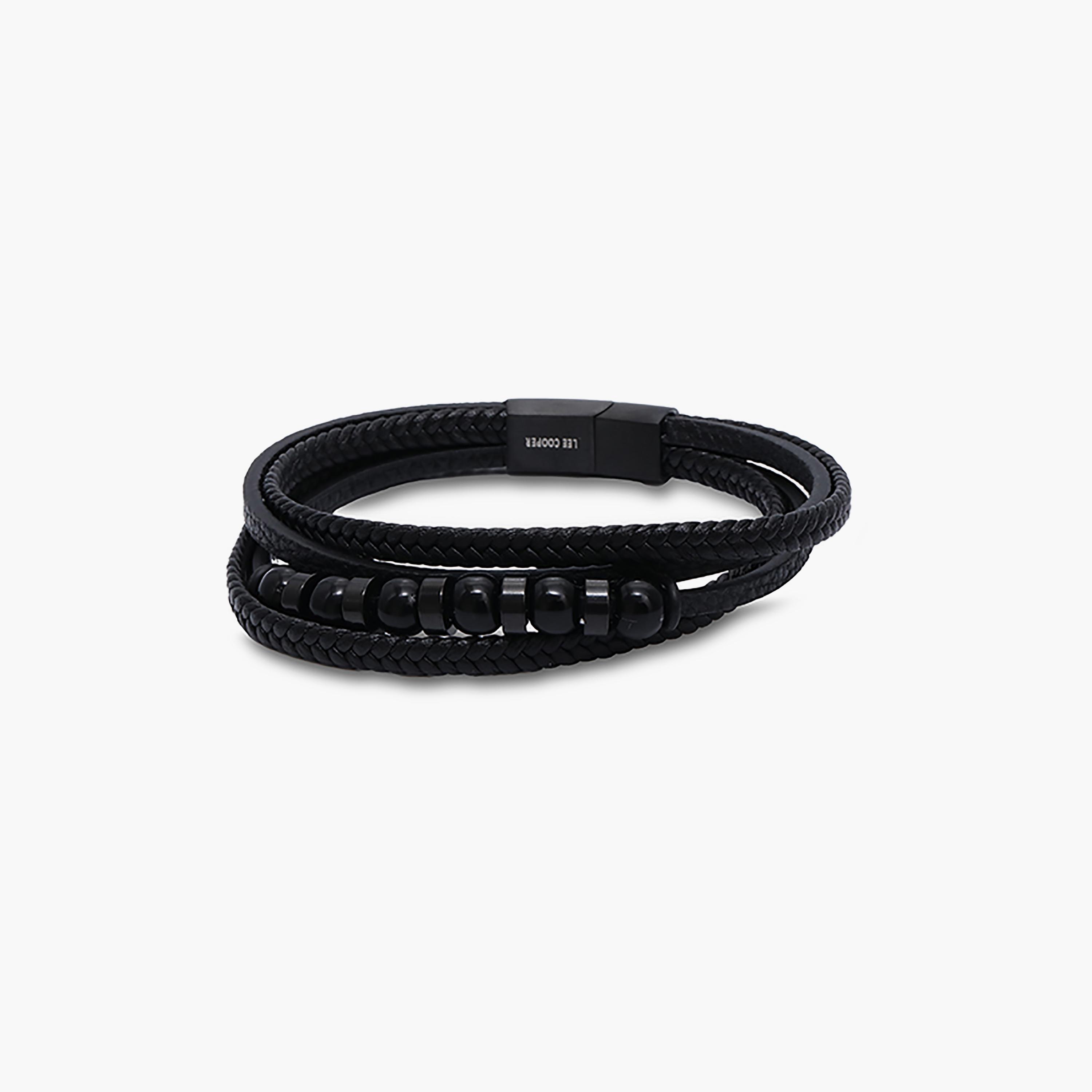 Lee Cooper Men's Stainless Steel Black Multi-Layered Braided Bracelet - LC.B.01353.651-men-watchesandjewellery-bracelets-image-2