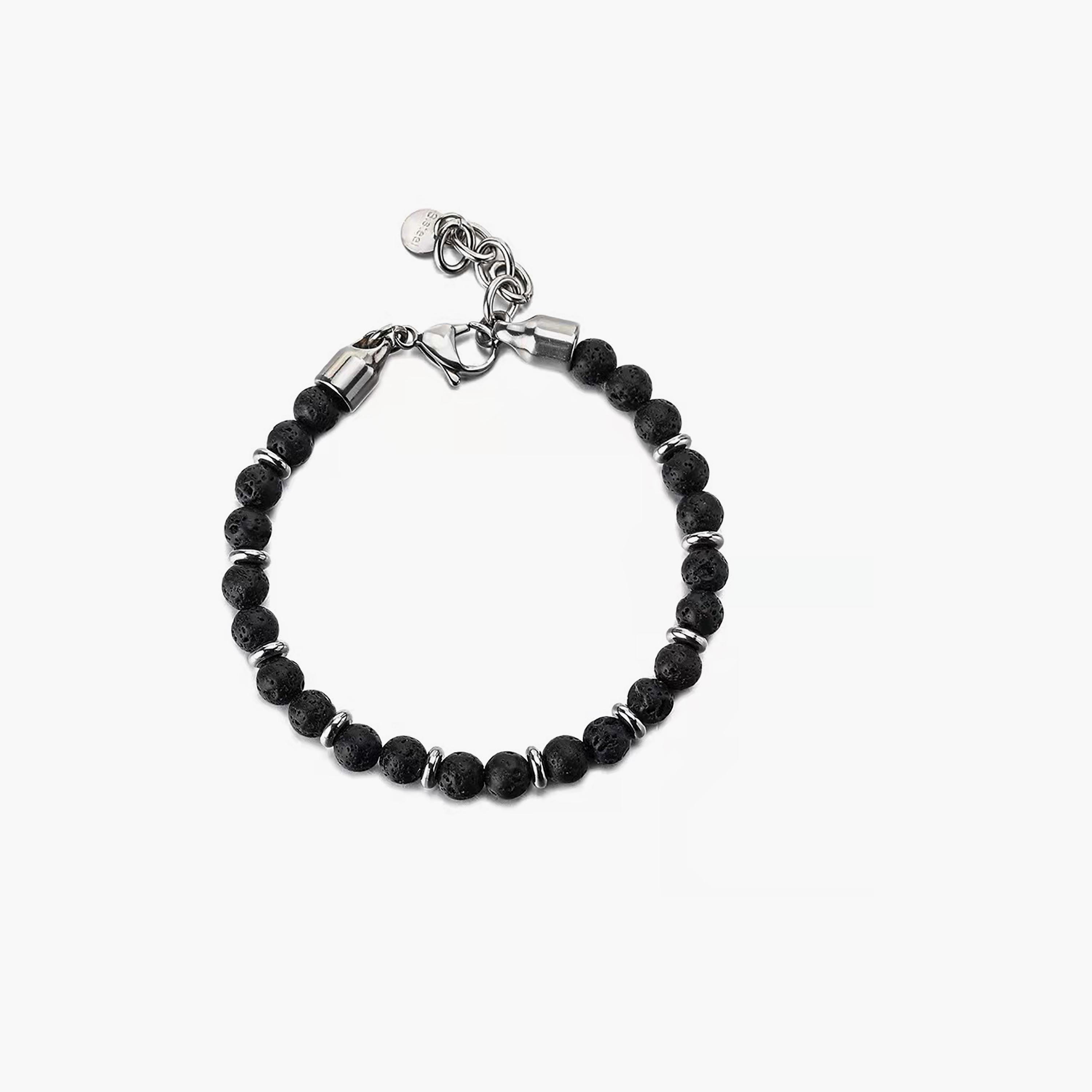 Lee Cooper Men's Stainless Steel Black Beaded Bracelet - LC.B.01355.650-men-watchesandjewellery-bracelets-image-1