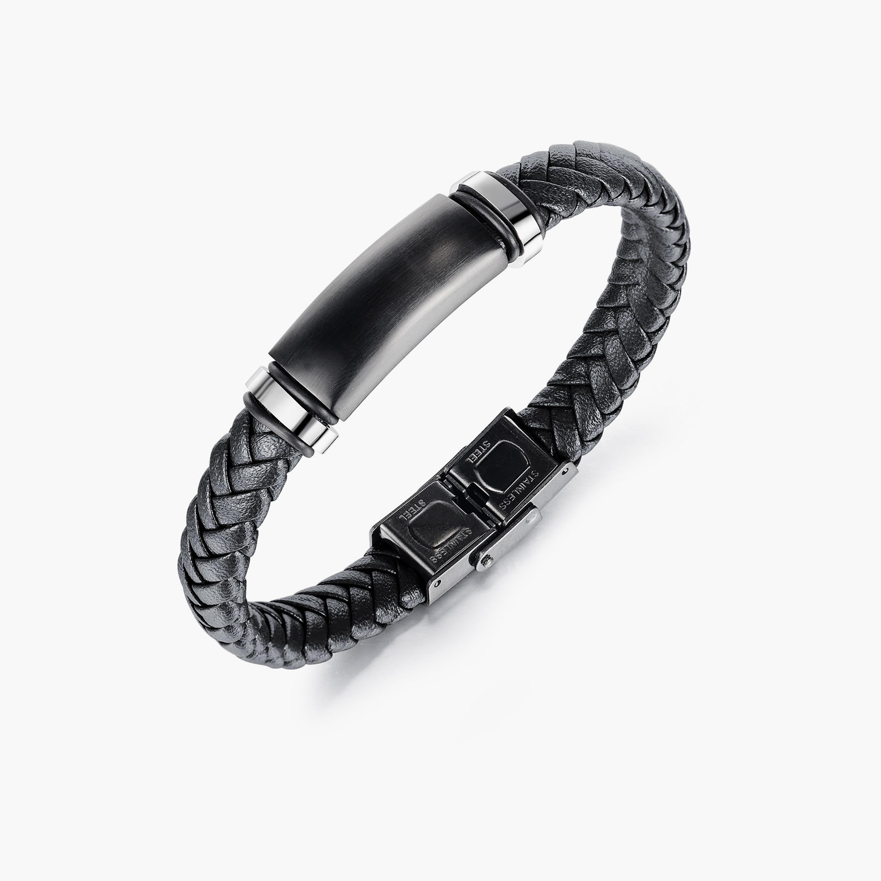 Lee Cooper Men's Stainless Steel Black Braided Bracelet - LC.B.01362.651-men-watchesandjewellery-bracelets-image-1
