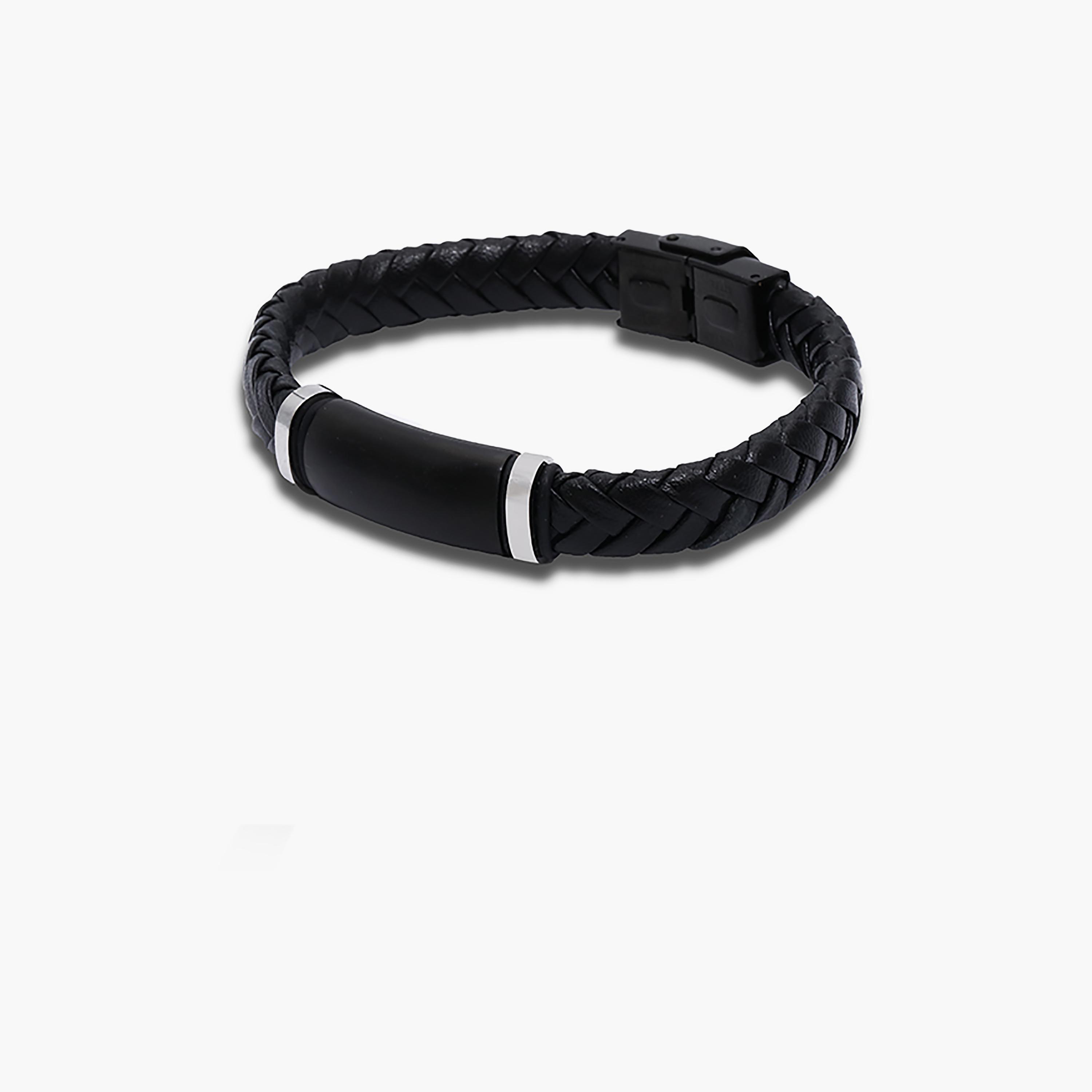 Lee Cooper Men's Stainless Steel Black Braided Bracelet - LC.B.01362.651-men-watchesandjewellery-bracelets-image-2
