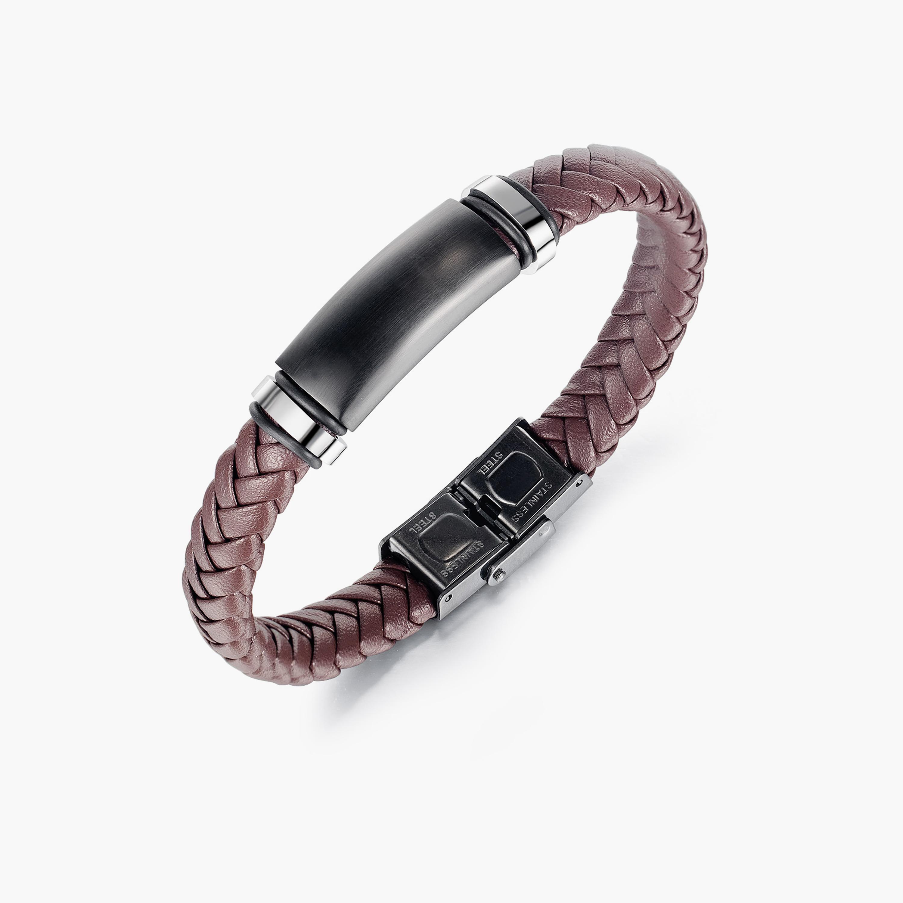 Lee Cooper Men's Stainless Steel Black and Brown Braided Bracelet - LC.B.01362.751-men-watchesandjewellery-bracelets-image-1