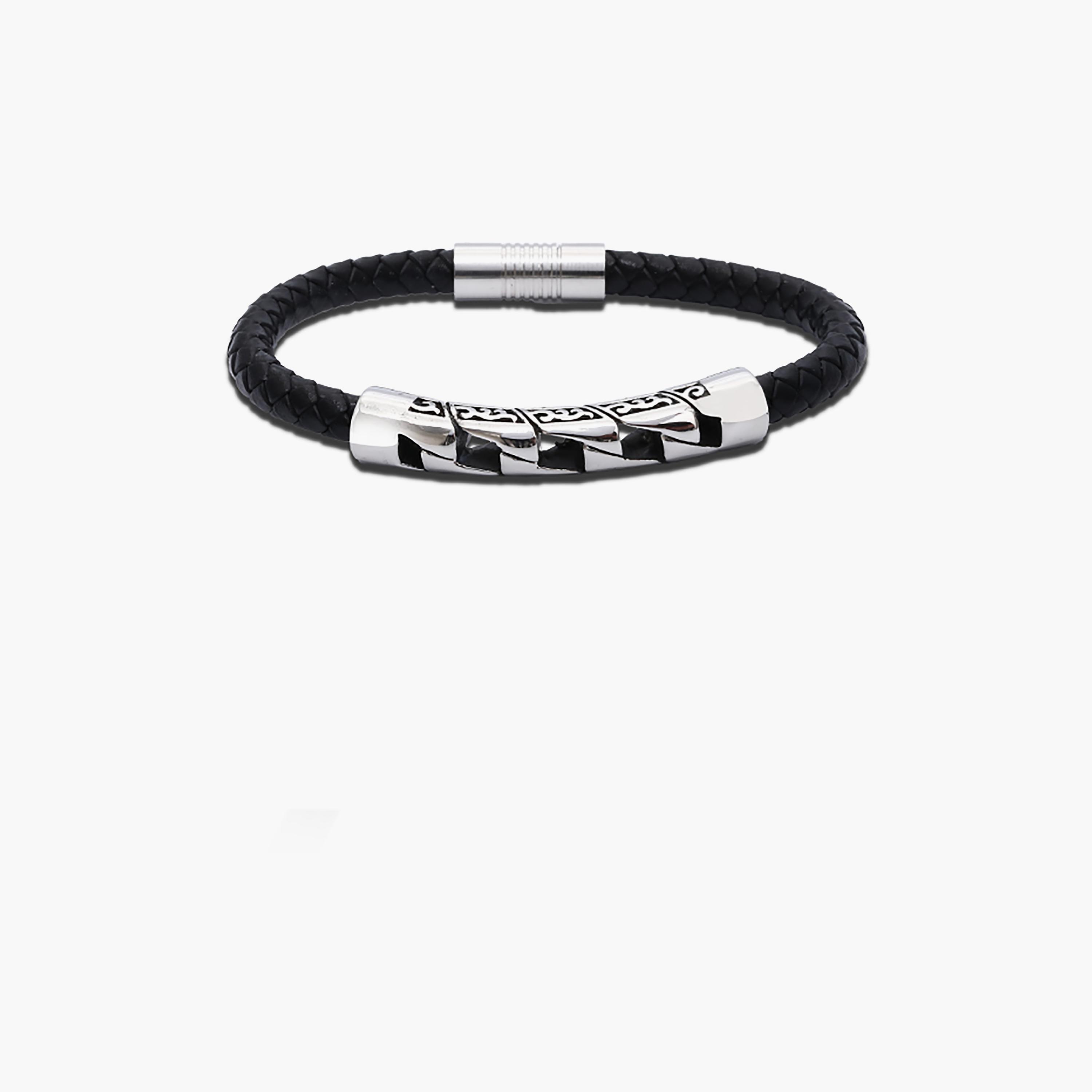  LC.B.01368.331 سوار ذو مضفر اسود وفضي من ستانلس ستيل للرجال من لي كوبر -men-watchesandjewellery-bracelets-image-2