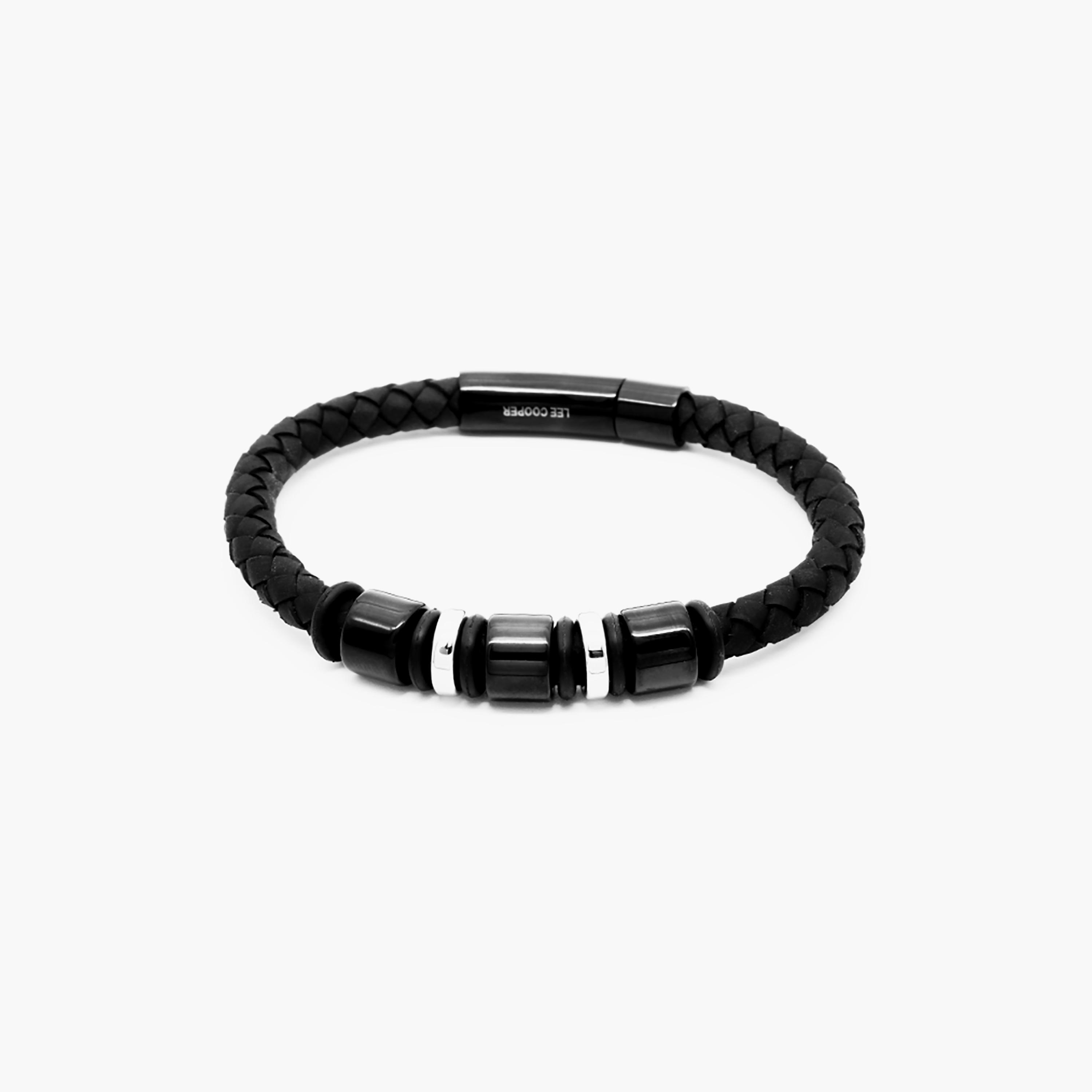 Lee Cooper Men's Stainless Steel Black and Silver Braided Bracelet - LC.B.01372.631-men-watchesandjewellery-bracelets-image-2