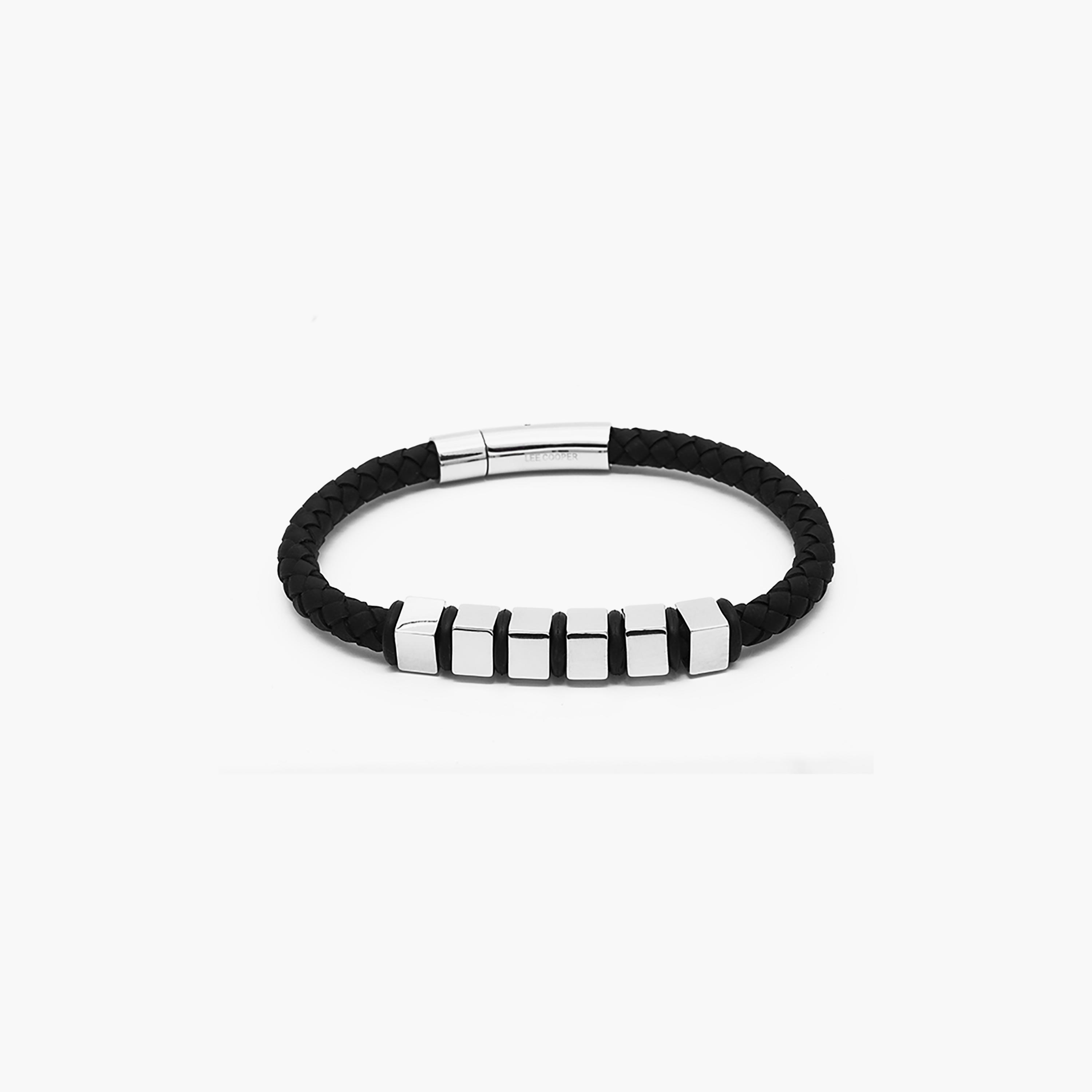 Lee Cooper Men's Stainless Steel Black and Silver Braided Bracelet - LC.B.01373.351-men-watchesandjewellery-bracelets-image-2