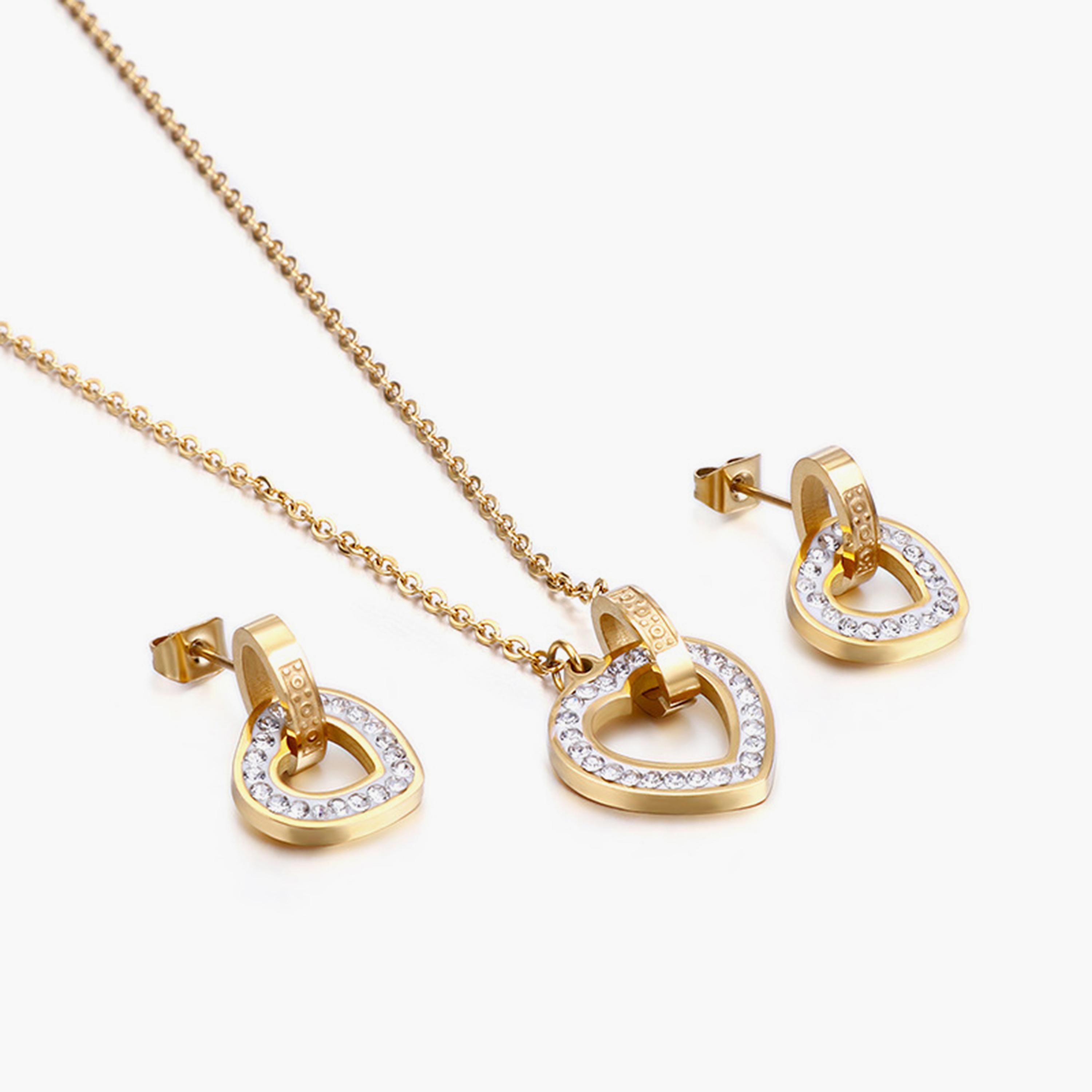  LC.S.01049.120 قلادة لي كوبر بلون ذهبي من ستانلس ستيل للنساء مع أقراط -women-watchesandjewellery-jewellery-jewellerysets-image-1