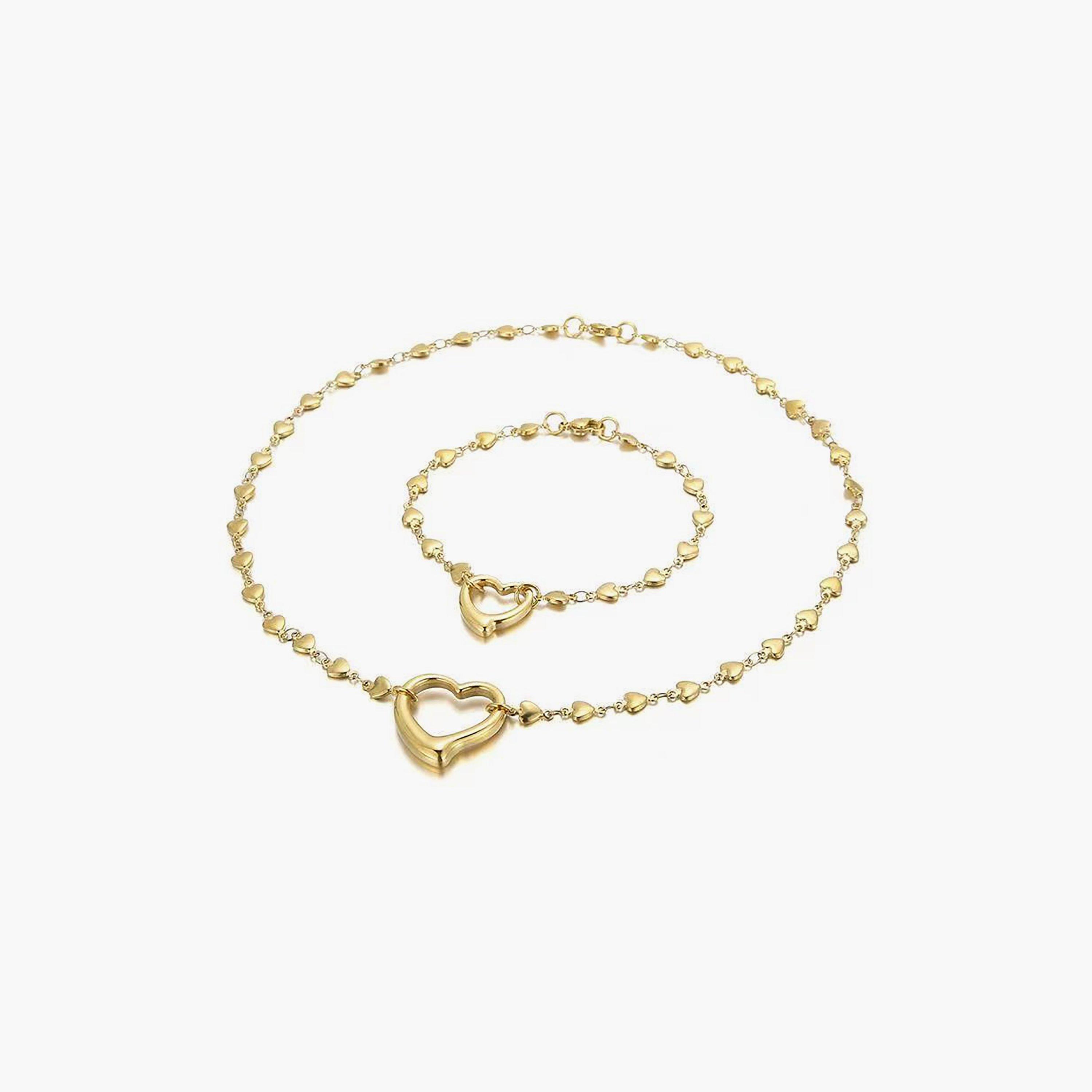  LC.S.01047.110 قلادة لي كوبر بلون ذهبي من ستانلس ستيل للنساء مع سوار -women-watchesandjewellery-jewellery-jewellerysets-image-1