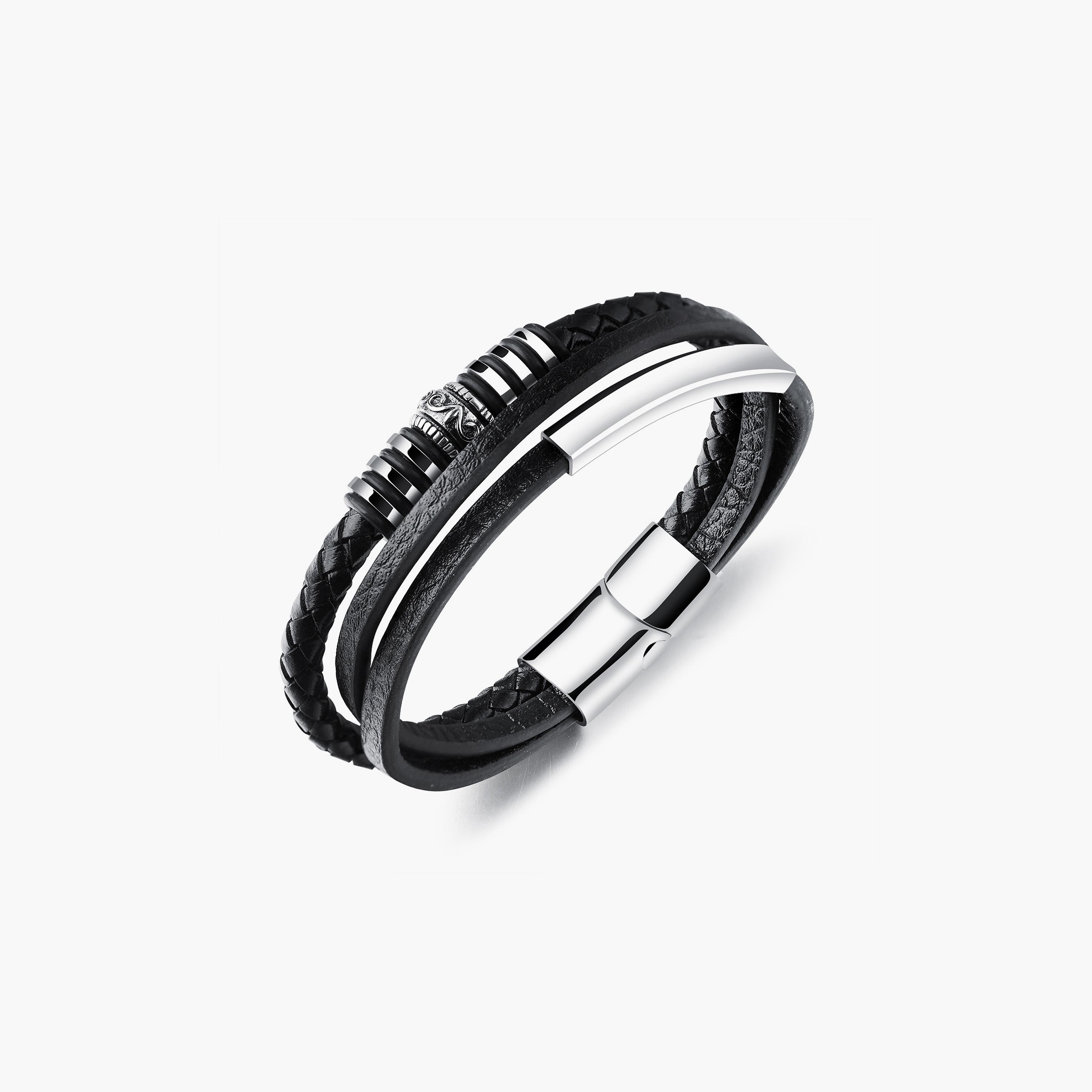 Lee Cooper Men's Stainless Steel Black Multi-Layered Braided Bracelet - LC.B.01105.661-men-watchesandjewellery-bracelets-image-1