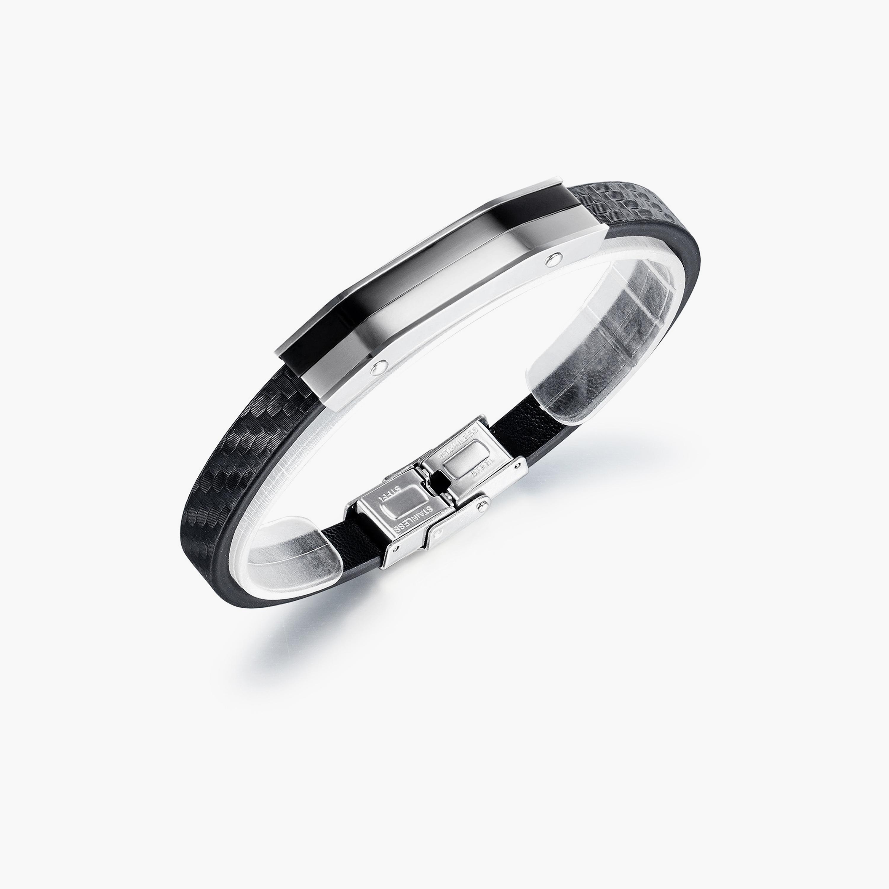  LC.B.01111.661 سوار ذو اسود وفضي من ستانلس ستيل للرجال من لي كوبر -men-watchesandjewellery-bracelets-image-1
