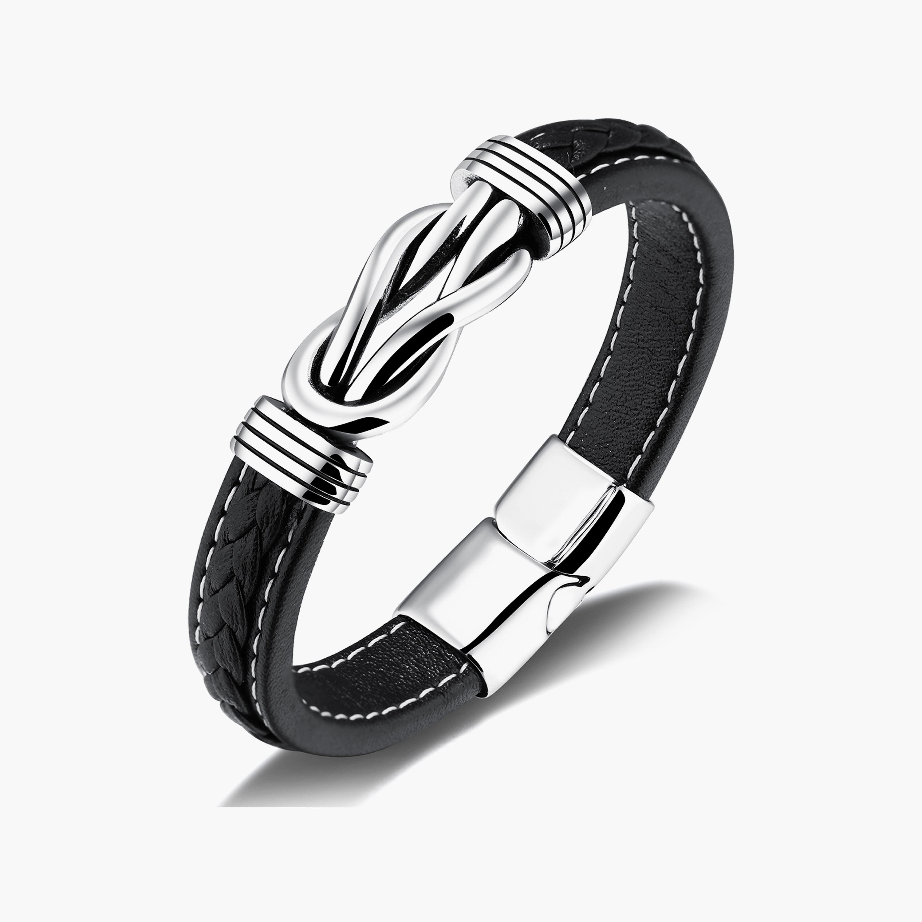  LC.B.01118.631 سوار ذو مضفر اسود من ستانلس ستيل للرجال من لي كوبر -men-watchesandjewellery-bracelets-image-1