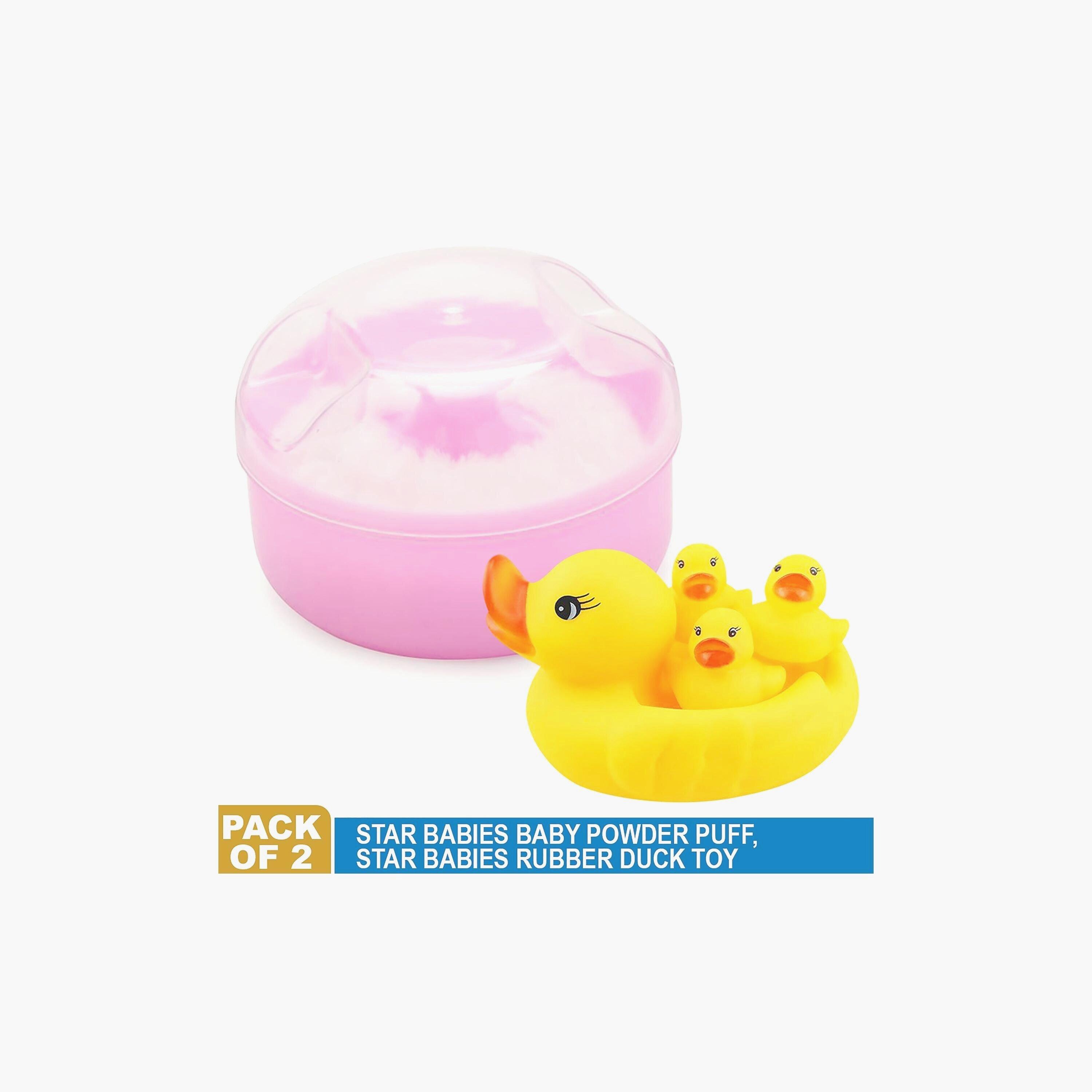 Star Babies Set of 2 Rubber Duck Bath Toy with Baby Powder Puff-baby-bathandcare-hairbodyskincare-image-2