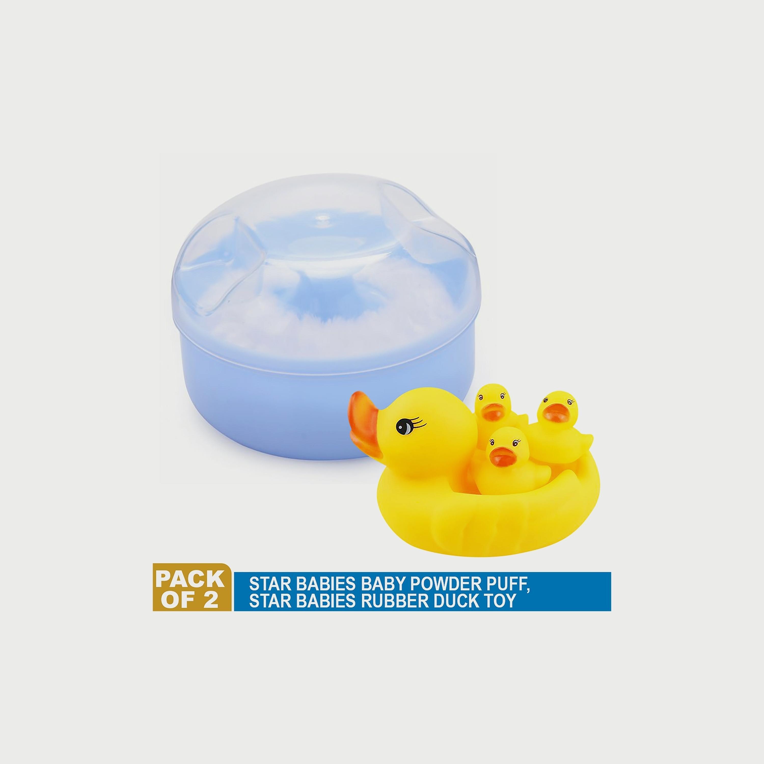 Star Babies Set of 2 Rubber Duck Bath Toy with Baby Powder Puff-baby-bathandcare-hairbodyskincare-image-2