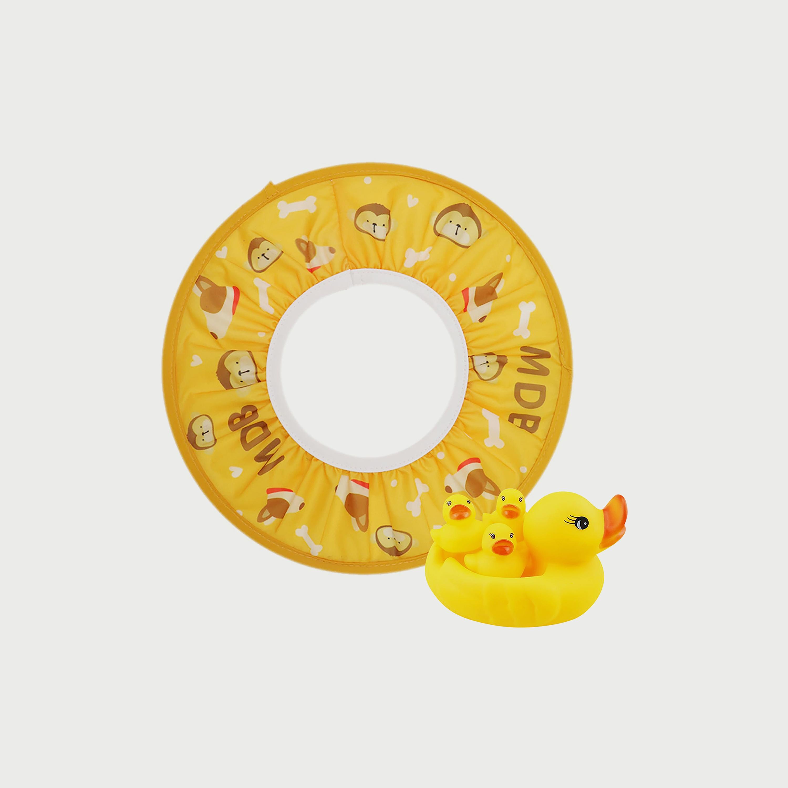 Star Babies Set of 2 Rubber Duck Bath Toy with Kids Shower Cap, Yellow-baby-bathandcare-bathtubs-image-1