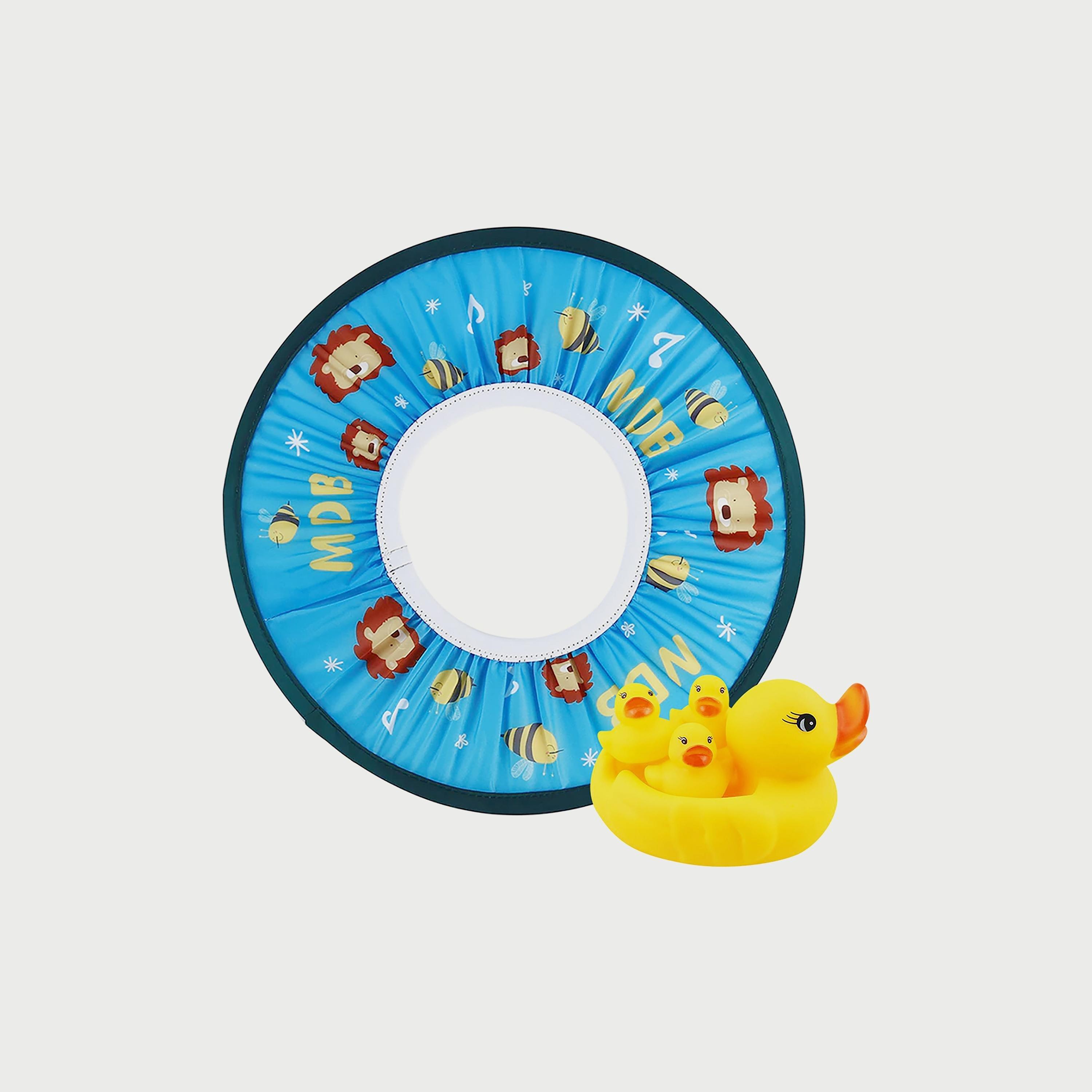 Star Babies Set of 2 Rubber Duck Bath Toy with Kids Shower Cap, Blue/Yellow-baby-bathandcare-bathtubs-image-1