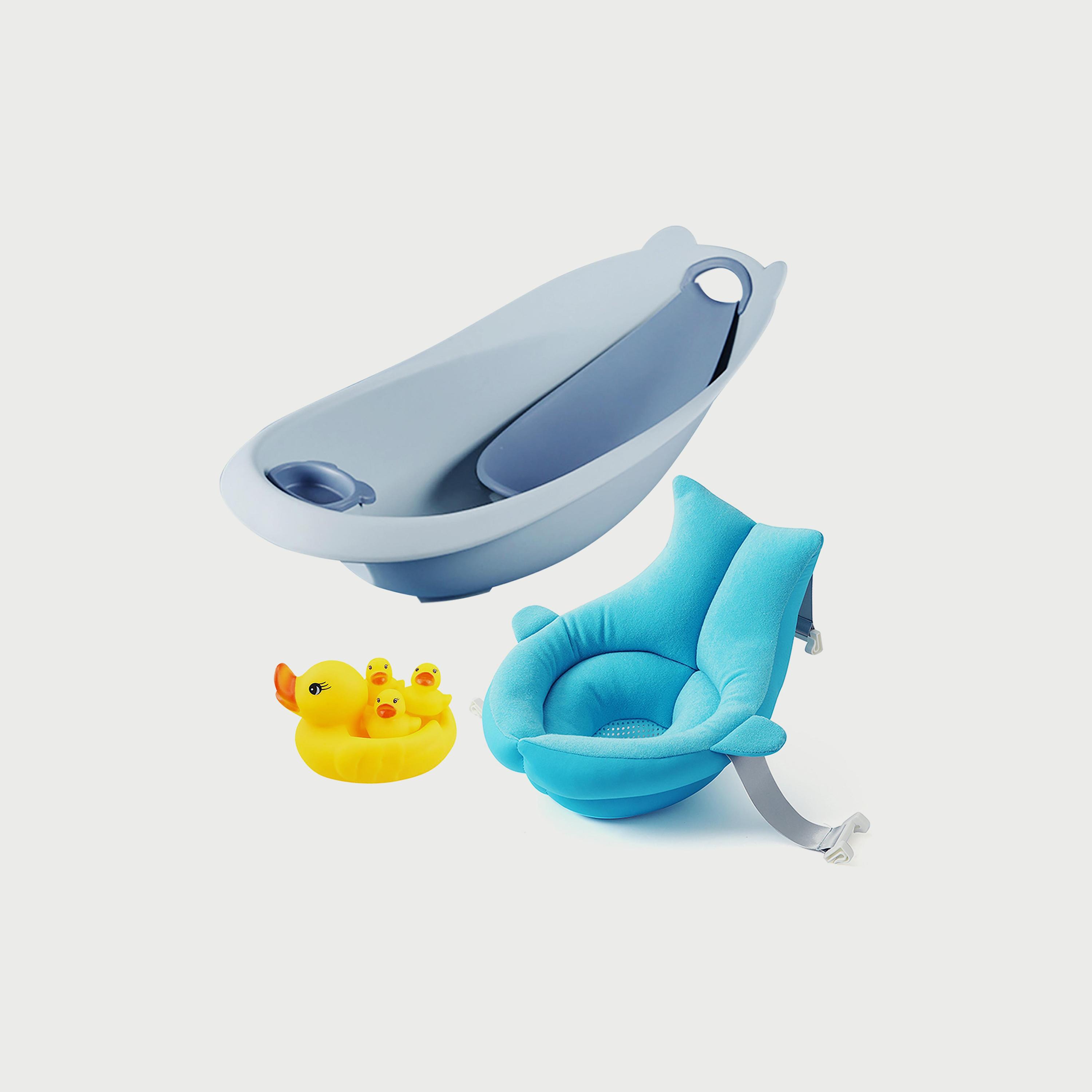 Star Babies 3-Piece Smart Sling 3-Stage Bath Tub, Soft Spot Sink Bather with Rubber Duck Bath Toy-baby-bathandcare-bathtubs-image-1