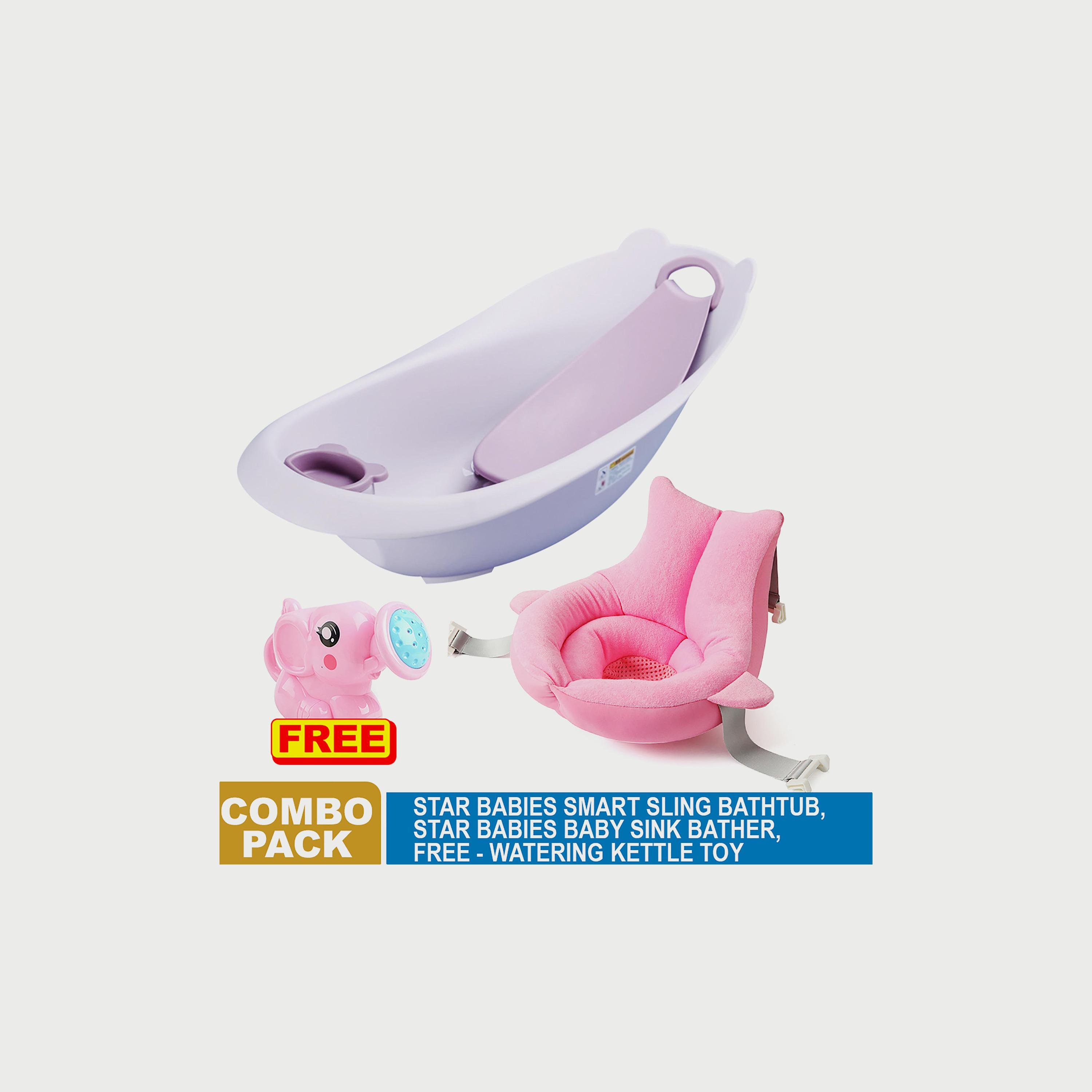 Star Babies 3-Piece Smart Sling 3-Stage Bath Tub, Soft Spot Sink Bather with Kettle Toys-baby-bathandcare-bathtubs-image-2