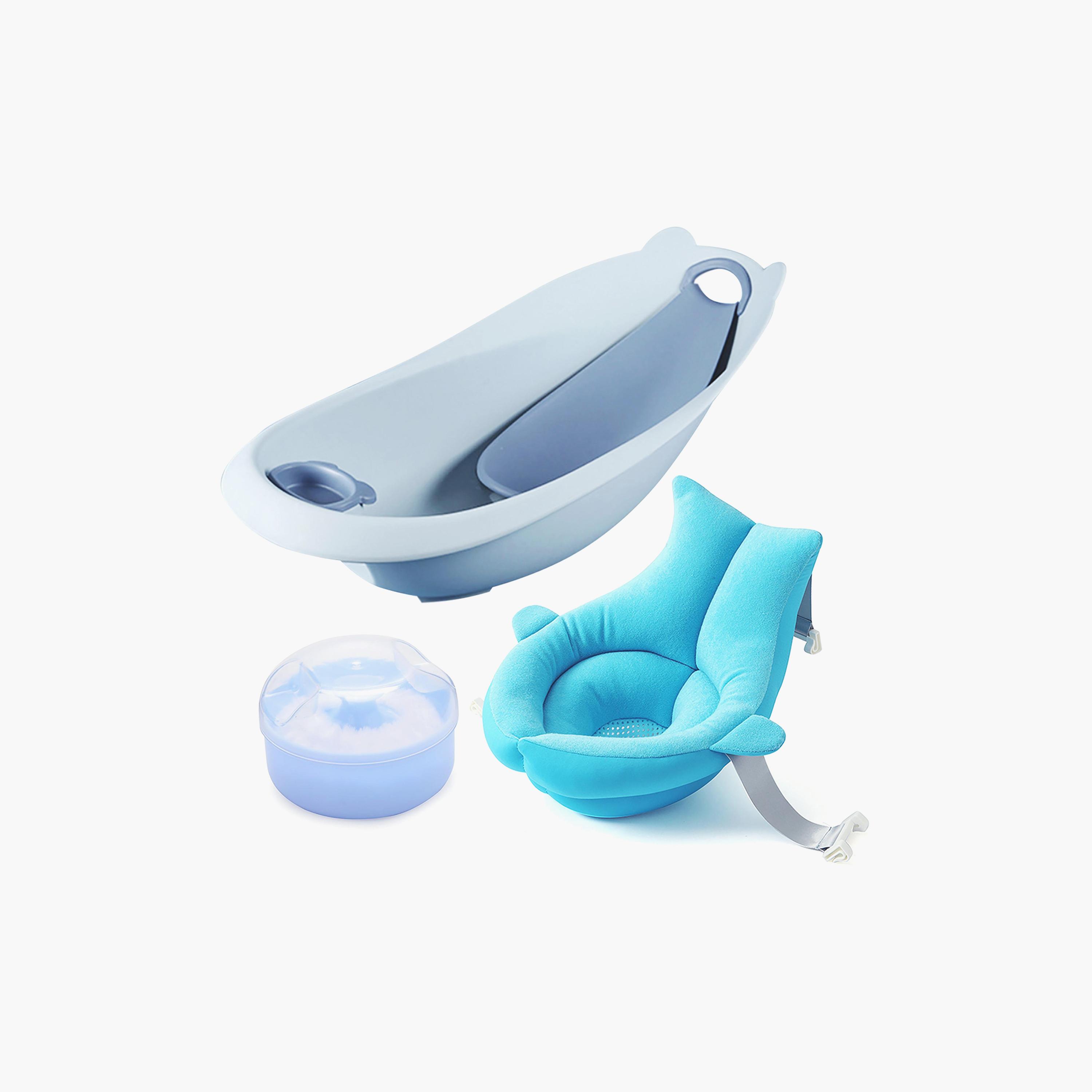 Star Babies 3-Piece Smart Sling 3-Stage Bath Tub, Soft Spot Sink Bather with Powder Puff-baby-bathandcare-bathtubs-image-1