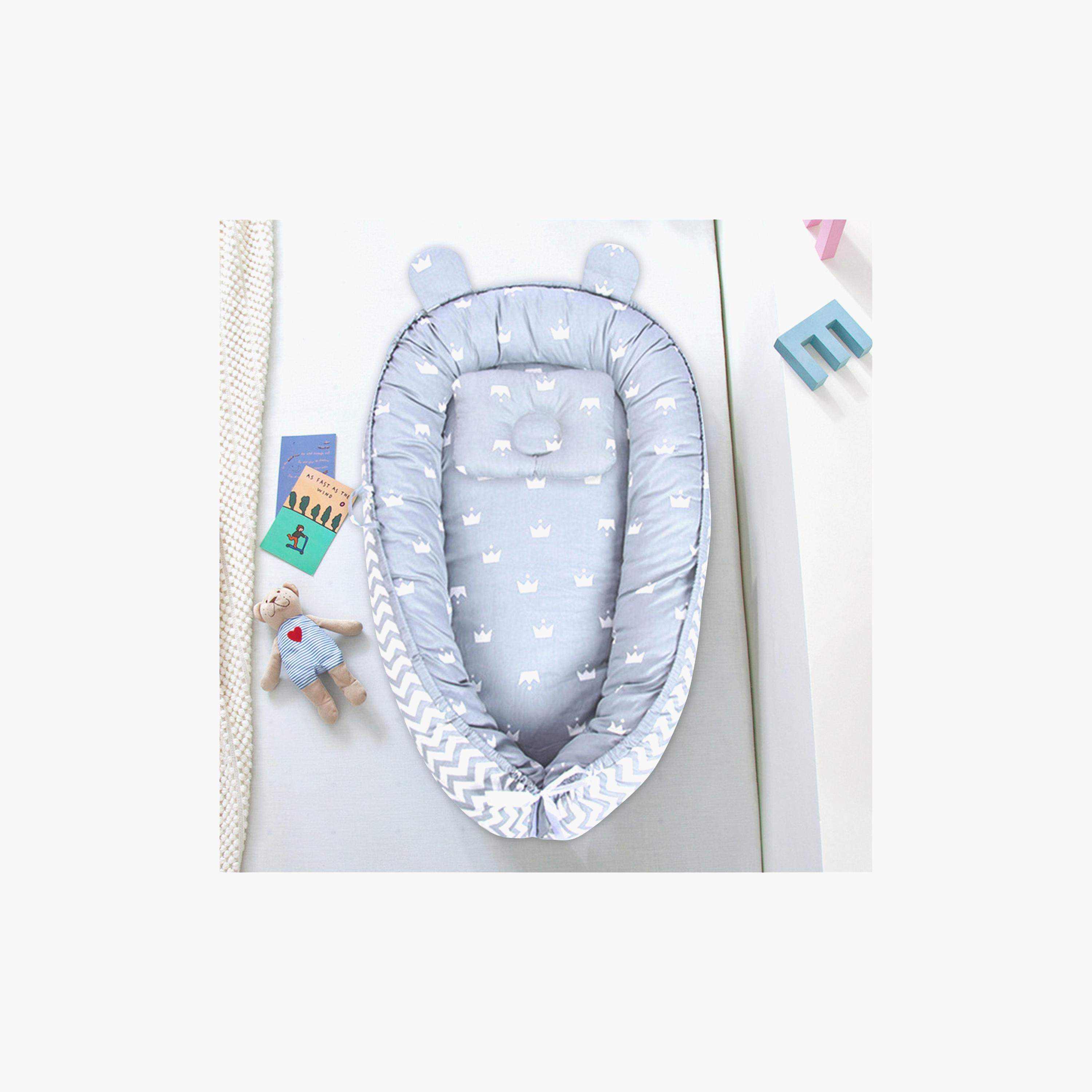 Star Babies Portable Lounger Sleeping Pod, Grey Striped-baby-nursery-babybedding-image-2