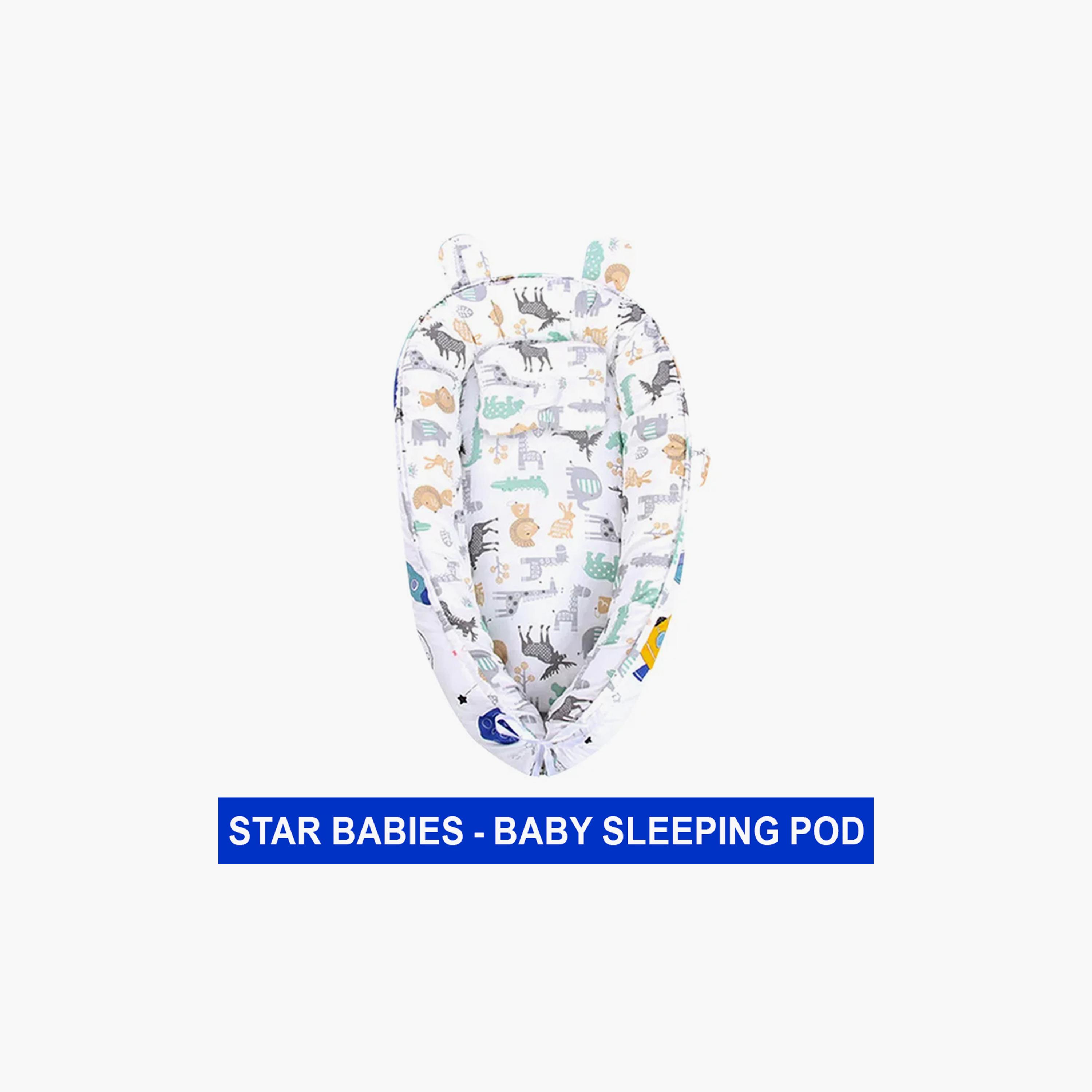 Star Babies Portable Lounger Sleeping Pod, White Printed-baby-nursery-babybedding-image-2