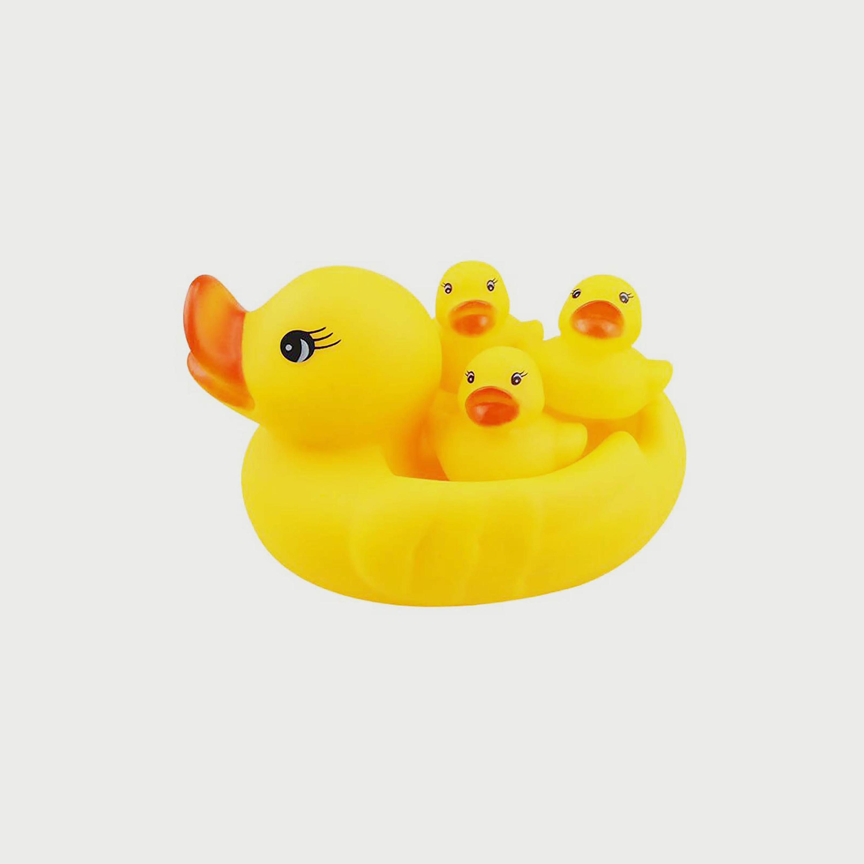 Star Babies 4-Piece Squeaky Duck Bath Toy, Yellow-toys-babyandtoddlertoys-bathtoys-image-1
