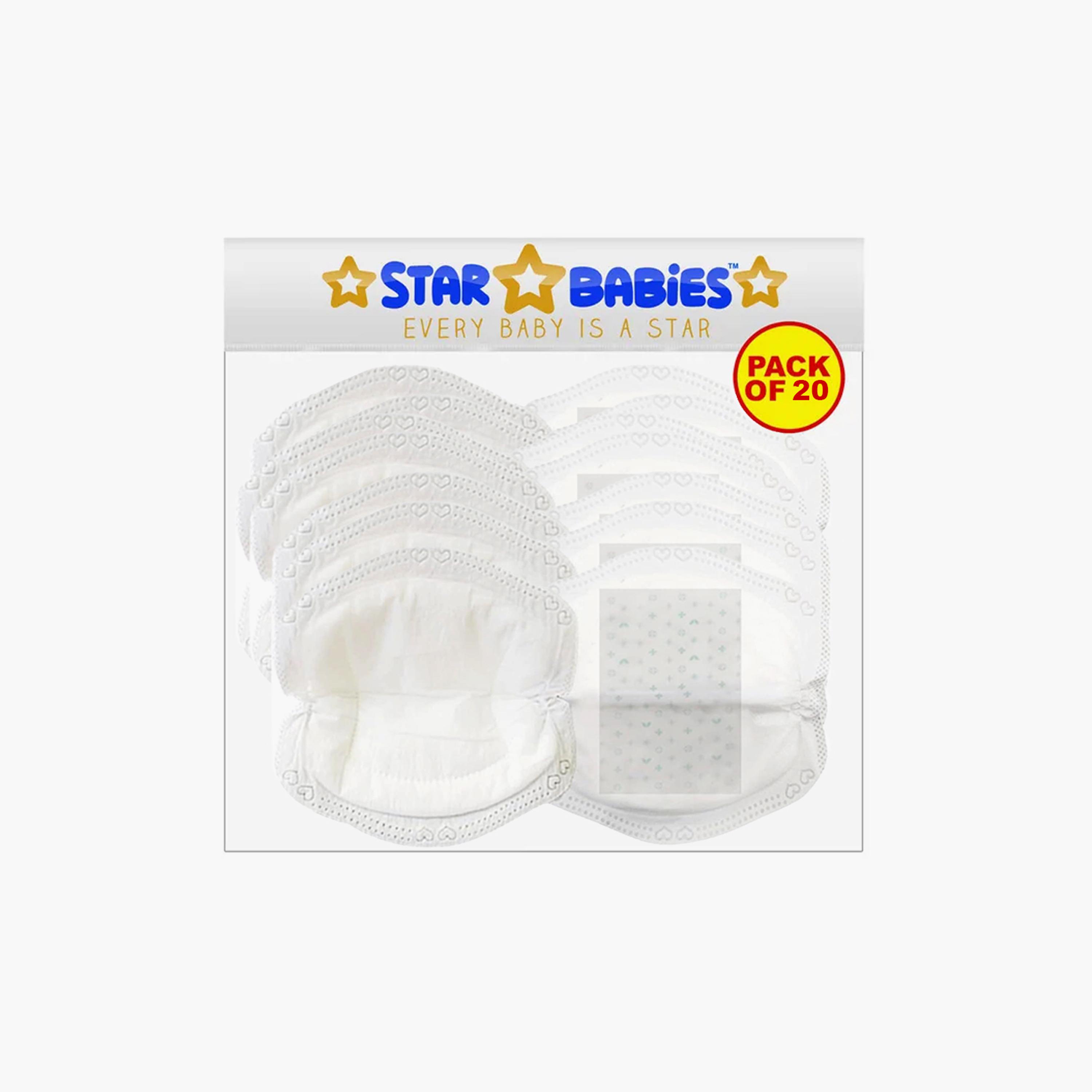 Star Babies 20-Piece Disposable Breast Pads, White-baby-feeding-breastfeedingandcare-image-1
