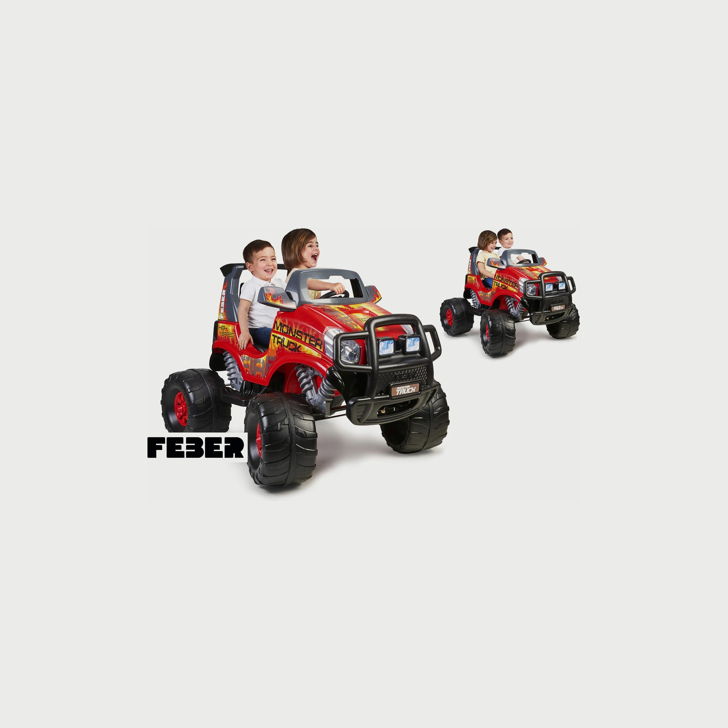 Feber Ride-On Monster Truck is the perfect gift for your little one! This ride-on truck is designed to provide your child with hours of fun and entertainment. It features a realistic design with a powerful motor, adjustable speed, and a comfortable seat. The truck is also equipped with a horn, headlights, and a music player to keep your child entertained. With its sturdy construction and durable materials, this ride-on truck is sure to last for years to come.-toys-outdoor-bikesandrideons-electricvehicles-image-3
